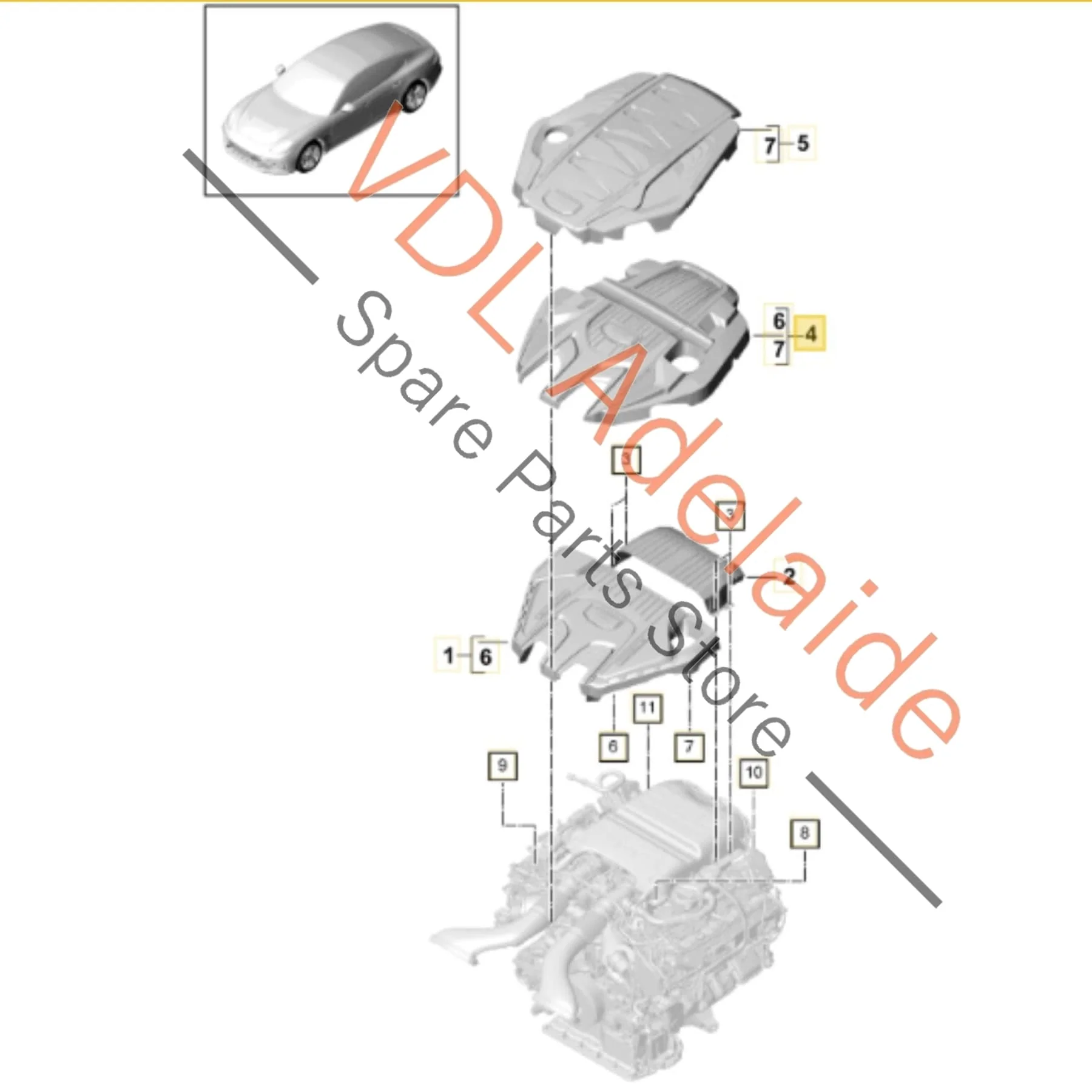 Porsche Panamera Hybrid Engine Cover Trim 971103925B 971103925S - Image 4