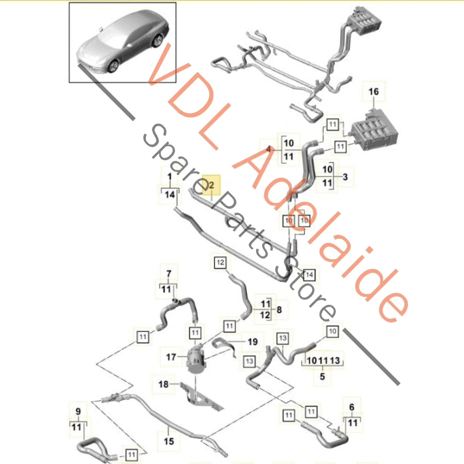 Porsche Panamera 971 Coolant / Refrigerant Pipe Hose 971815552 9A781555200 - Image 2