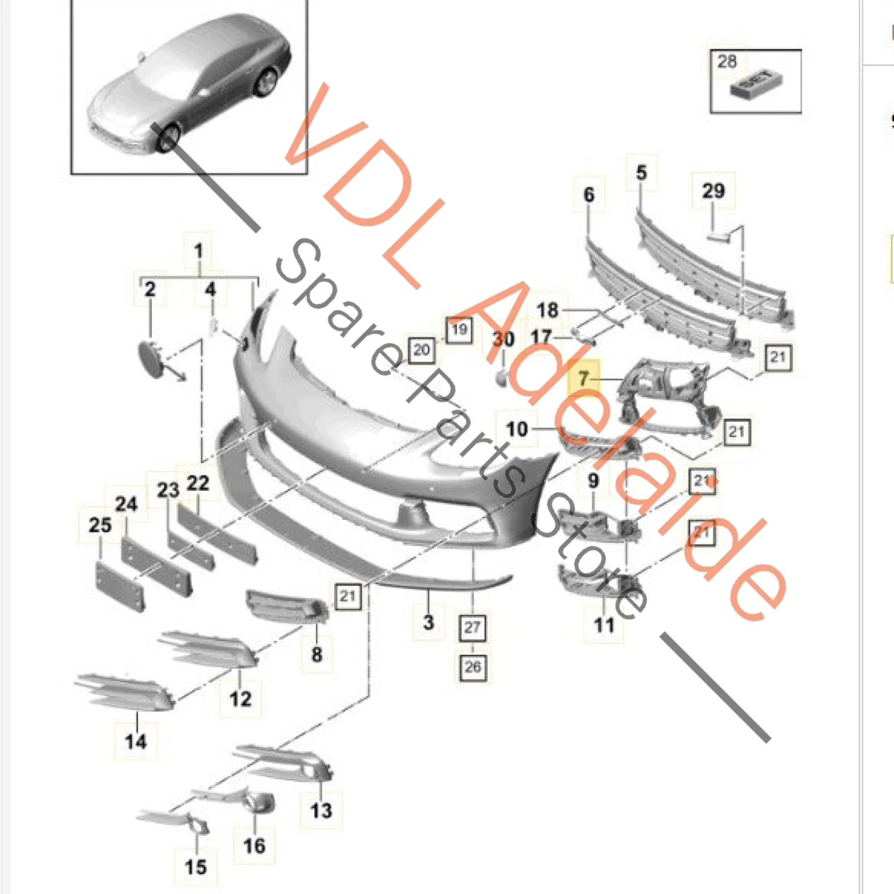 Porsche Panamera 971 Front Bumper Right Side Bracket for Grille 971807682 - Image 3