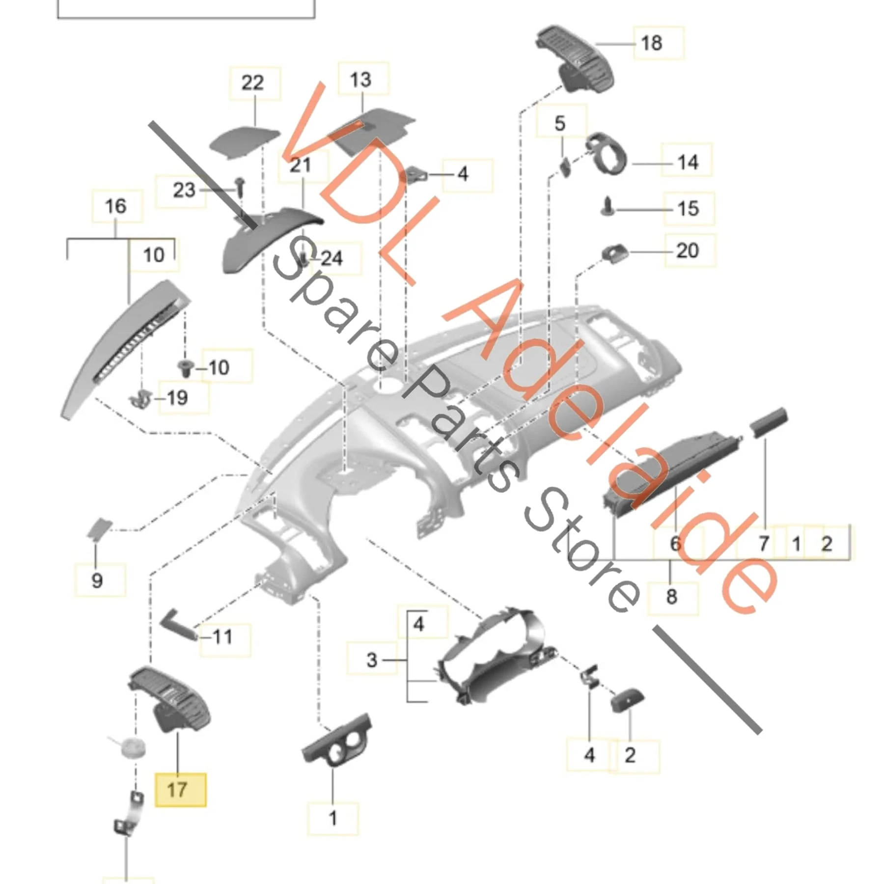 Porsche Boxster Cayman Left / Right Side Dashboard Air Vent for Air Conditioning 98155213102 98155213104 - Image 2