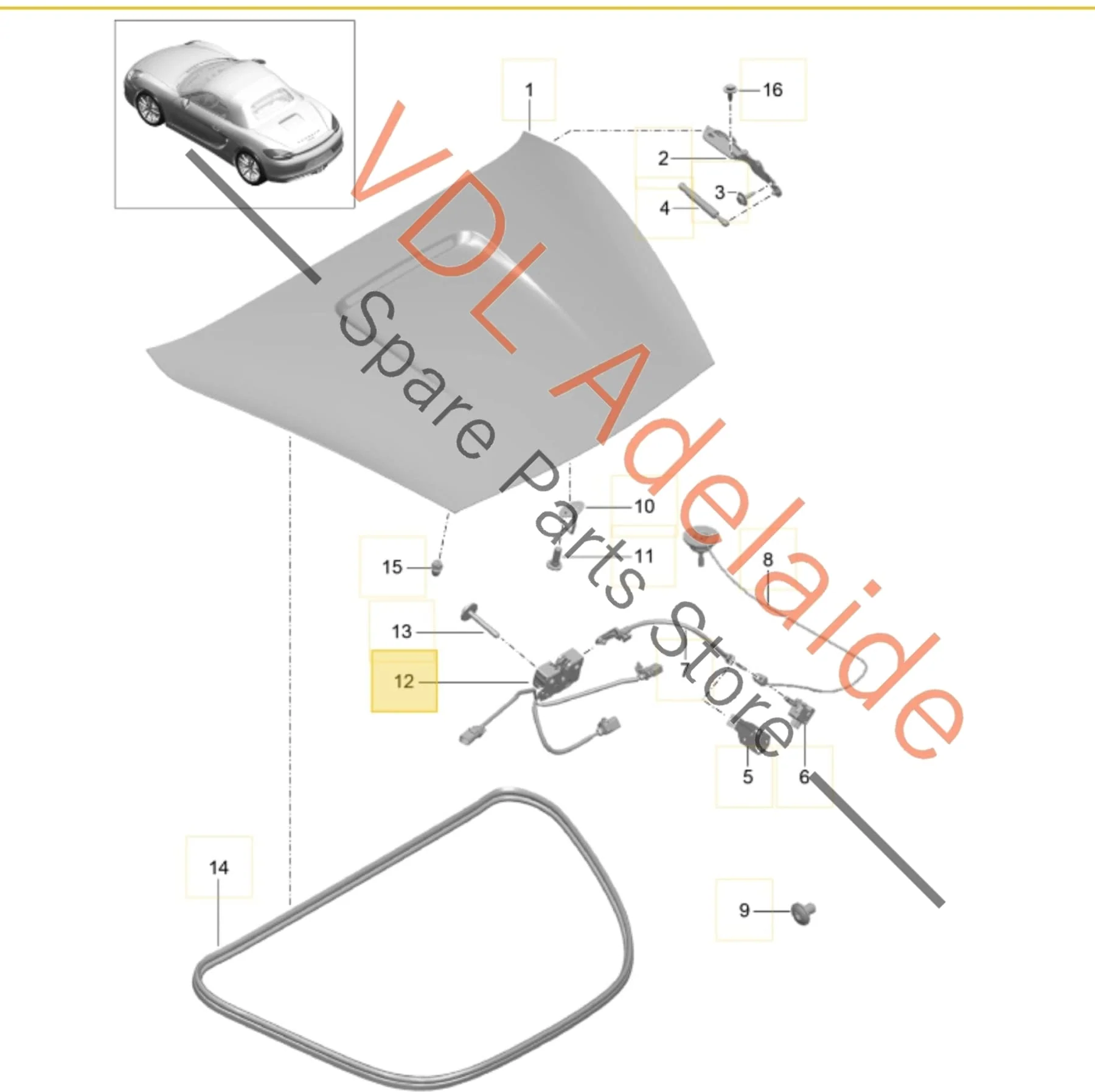 Porsche Boxster 981 Rear Hatch Trunk Boot Lid Lock 98151205300 - Image 2