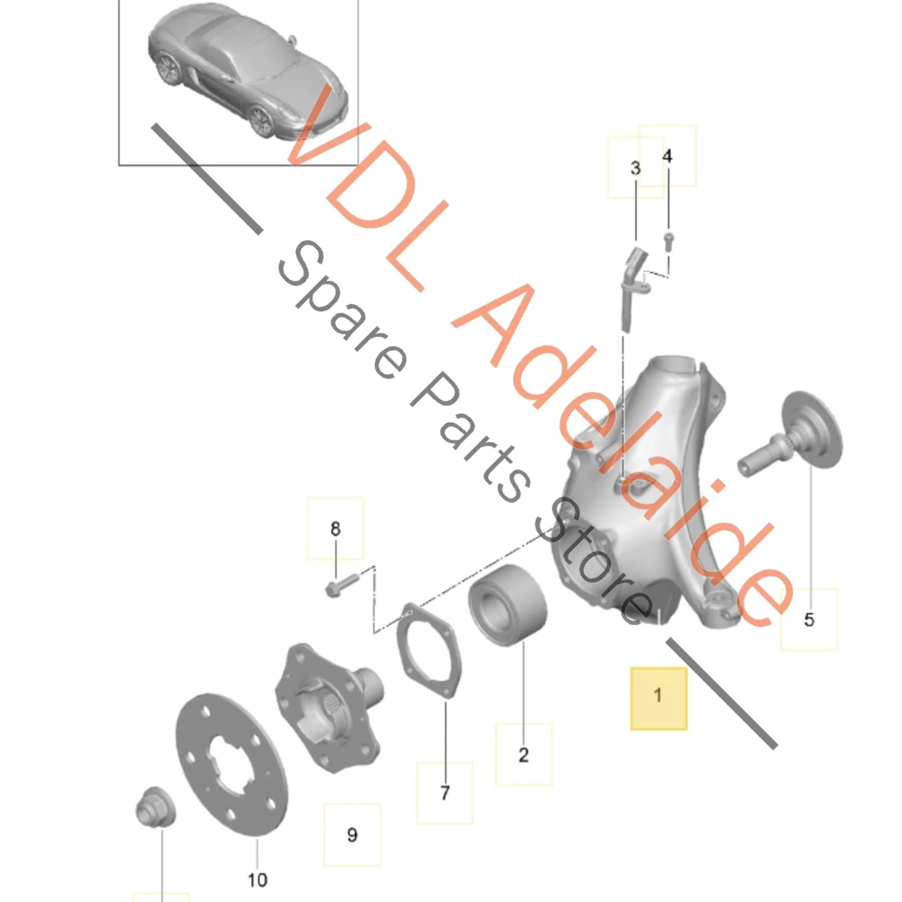 Porsche 911 Boxster Cayman Front Right Wheel Bearing Hub Knuckle Spindle 99134115806 - Image 2