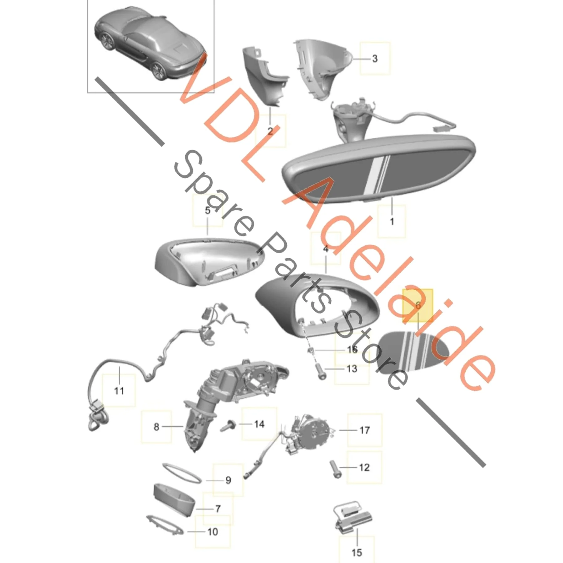 Porsche 981 Boxster Cayman Left Side Wing Mirror Glass 99173103702 - Image 2