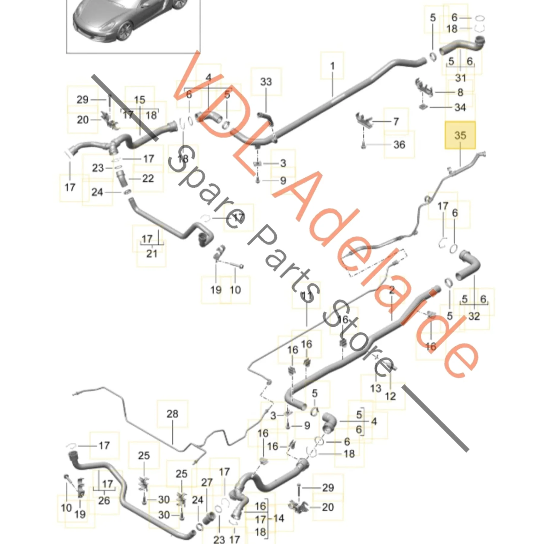 Porsche Cayman Boxster Coolant Bleeder Vent Hose 98110668202 - Image 2
