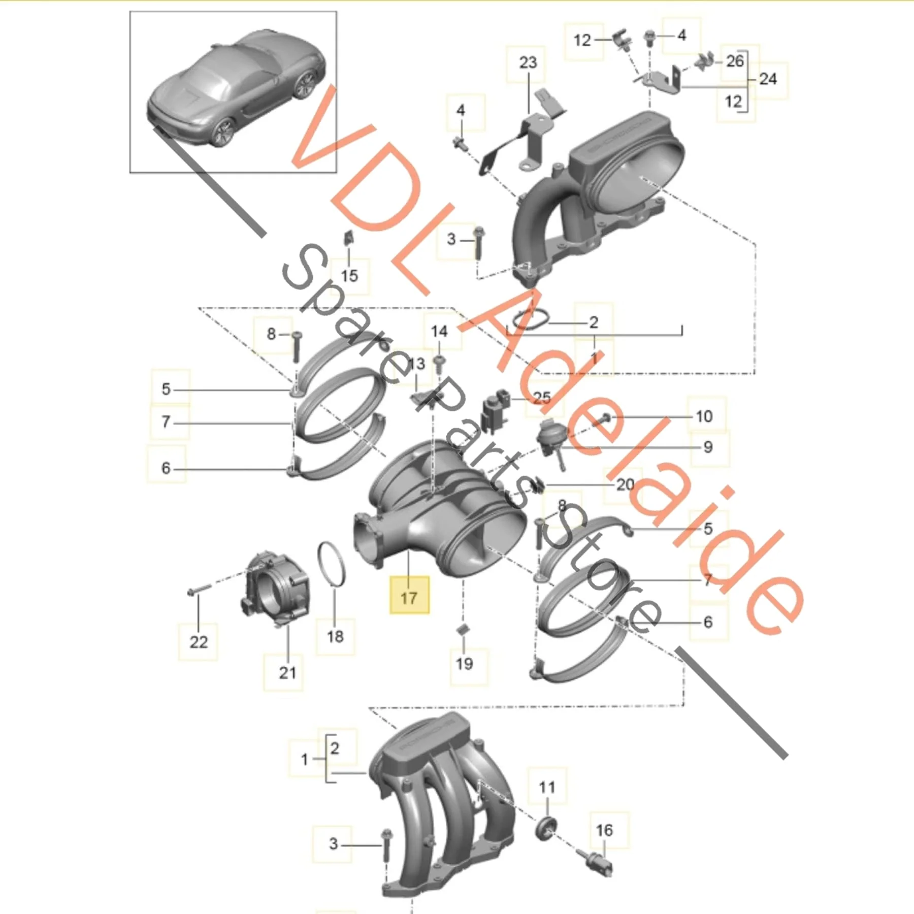 Porsche Intake Air Distributor Resonator for A122 2.7L 9A111012030 - Image 2