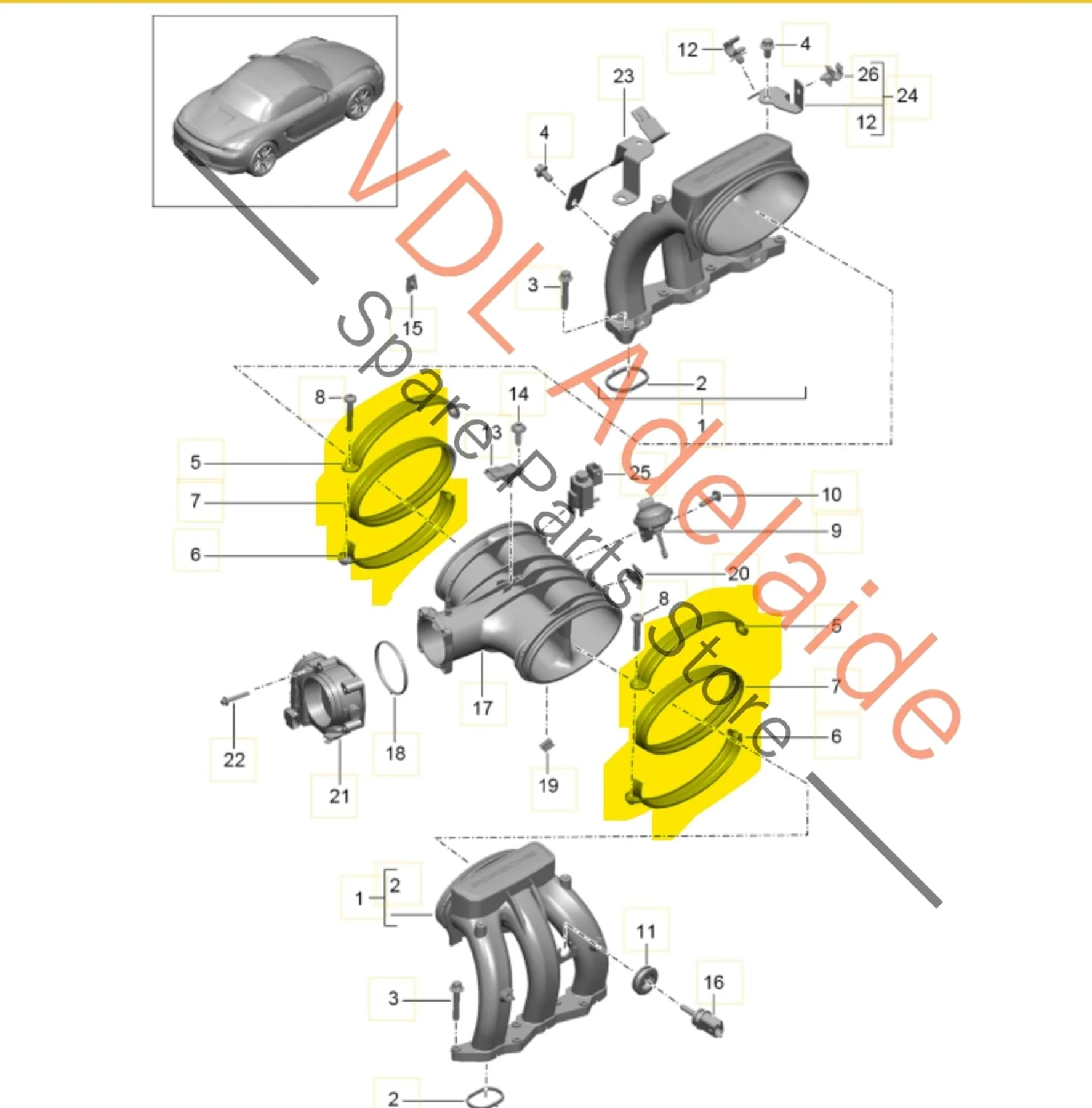 Porsche Intake Air Distributor Resonator Clamp for A122 2.7L 9A111021001 9A111021201 9A111021301 - Image 3