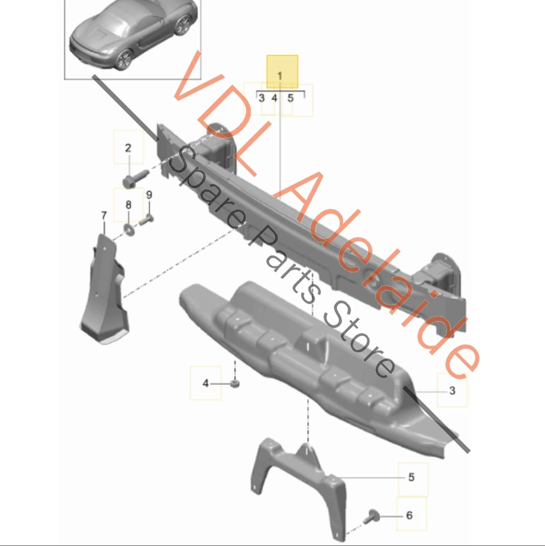 Porsche Boxster Cayman 981 Rear Bumper Reo Reinforcement Bar 98150514100 - Image 3