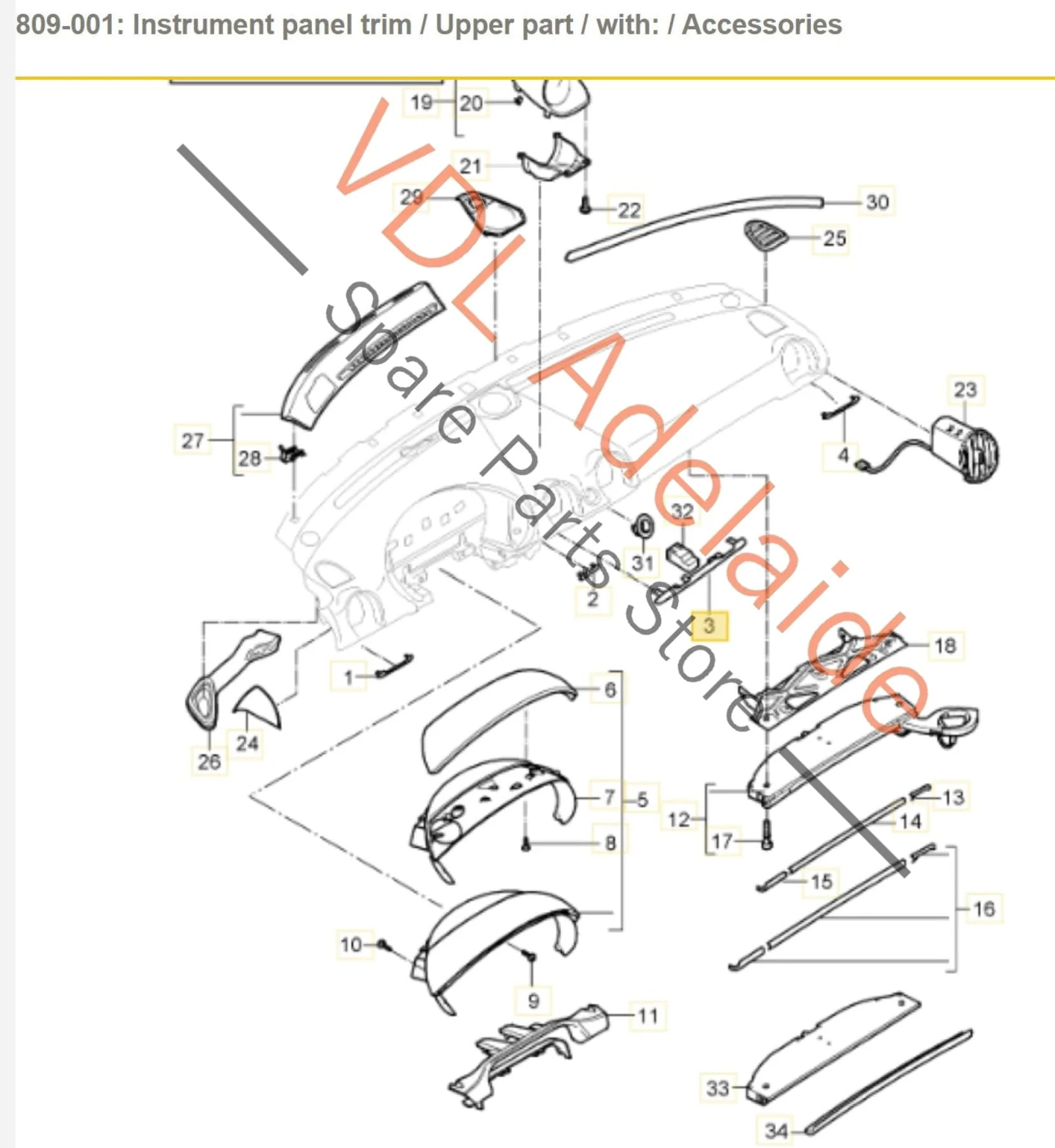 Porsche Cayman Boxster Dash Trim Centre 98755258502 - Image 2