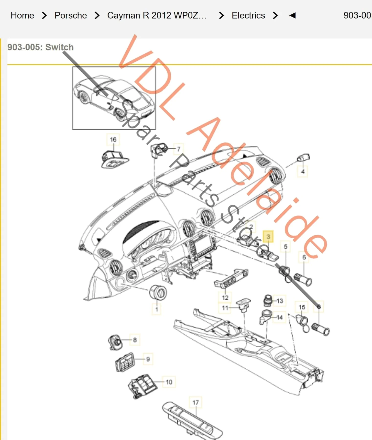 Porsche Cayman Boxster 911 Lock Unlock Switch for Central Locking 98761314301 - Image 2