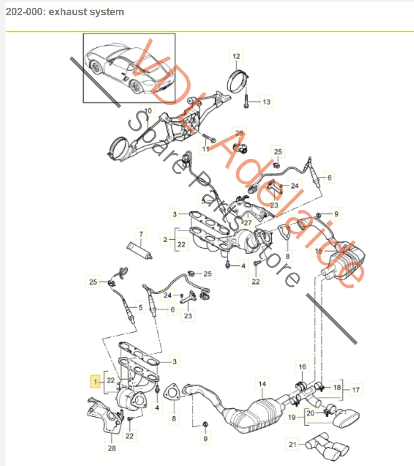 Porsche Cayman R 3.4L Catalytic Converter Exhaust Manifold cyl 4-6 98711310133 - Image 2