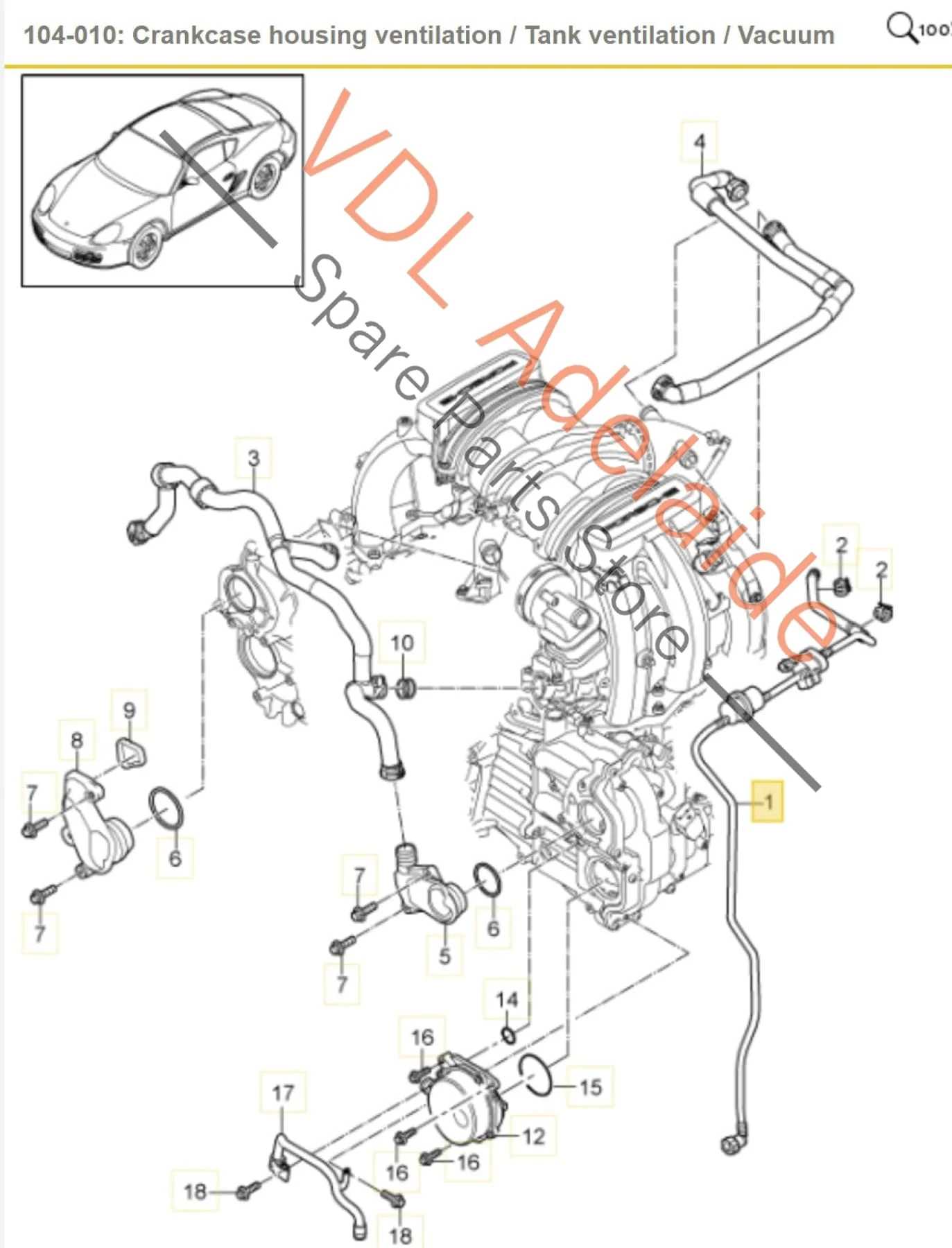 Porsche Crankcase Breather Hose with Solenoid 9A111009302 - Image 2