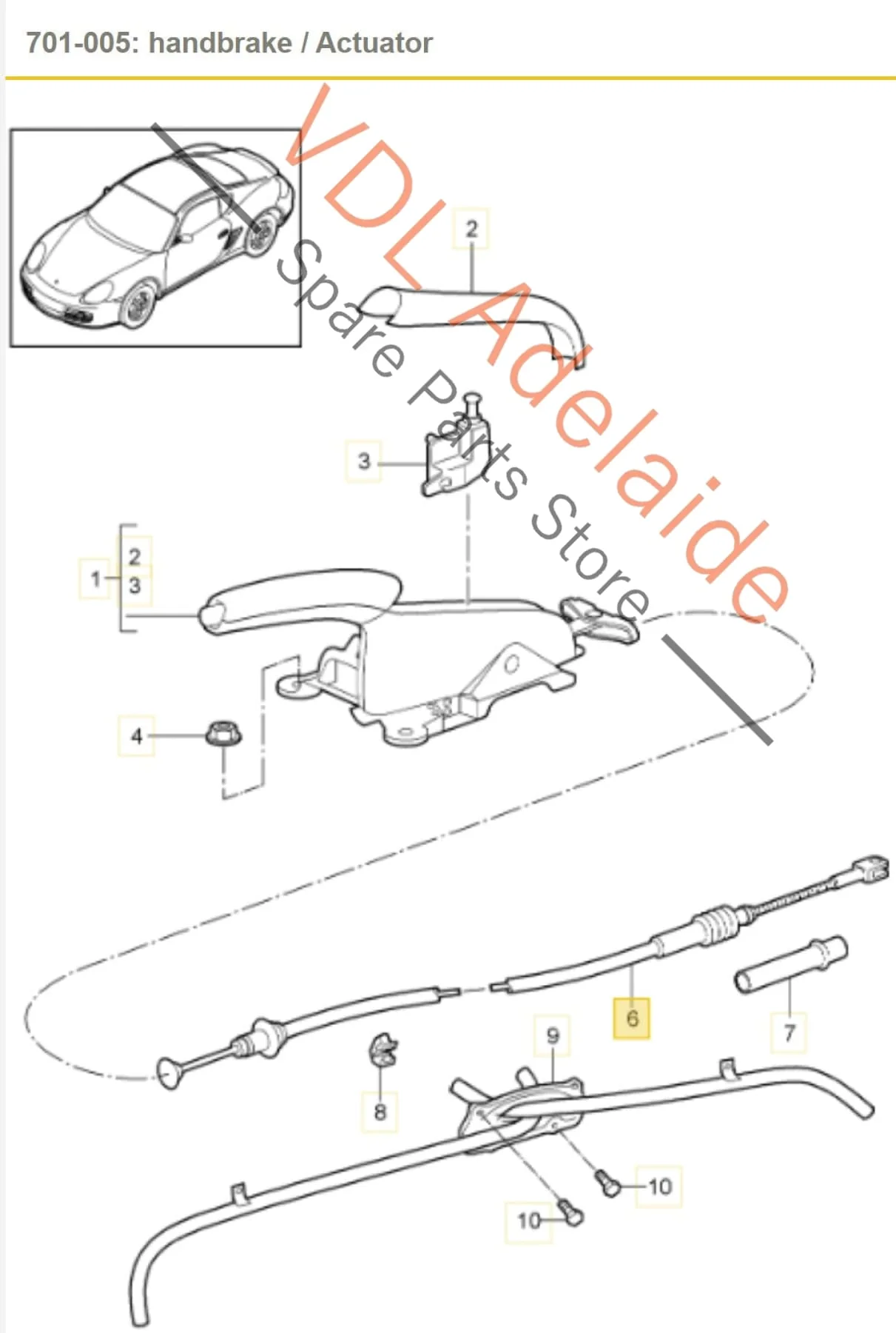 Porsche 986 987 Boxster Cayman Rear Right Handbrake Cable 98742414108 - Image 2