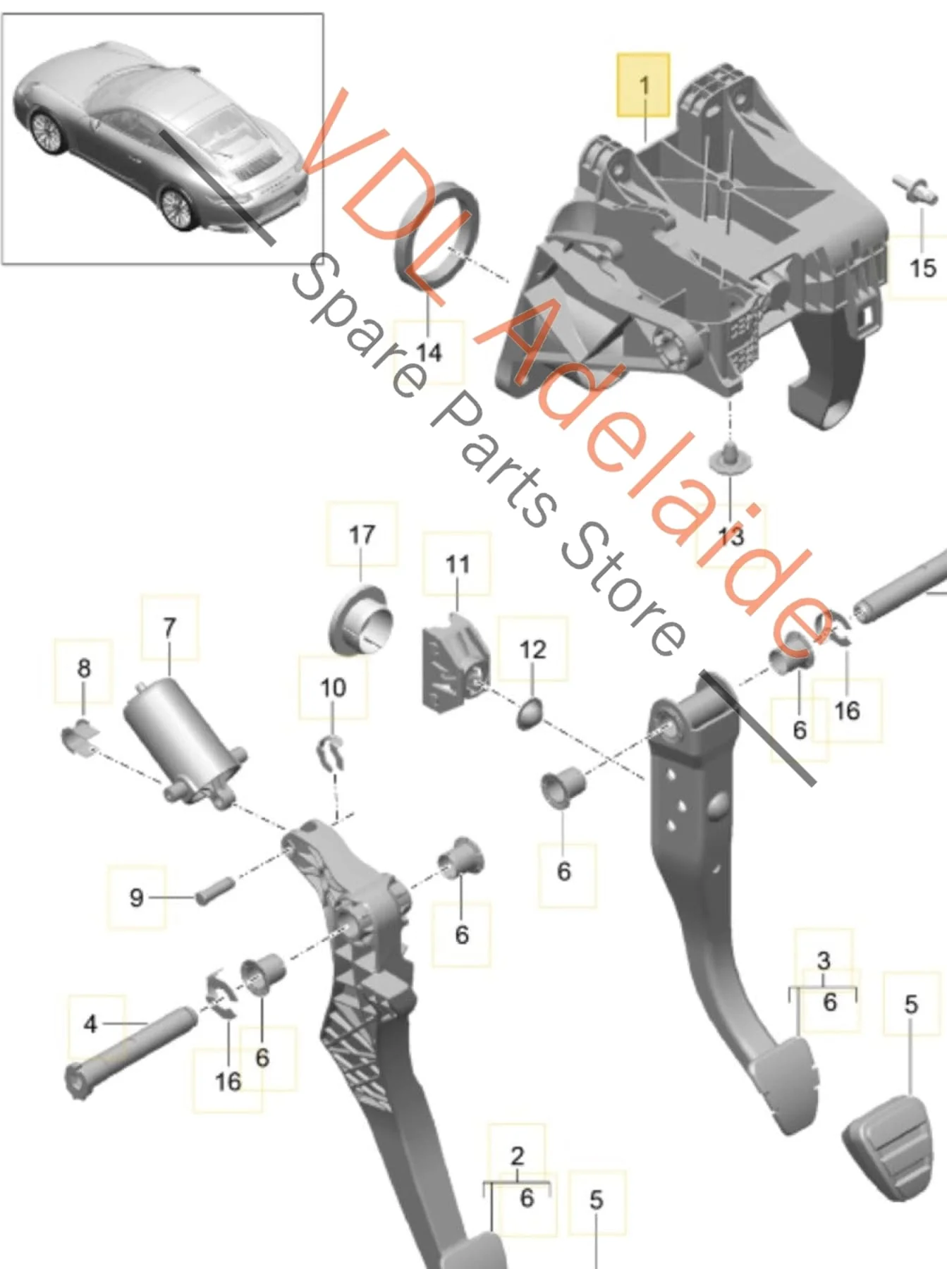 Porsche 911 991 Brake & or Clutch Pedal Mounting Bracket for RHD models 99142306600 - Image 7