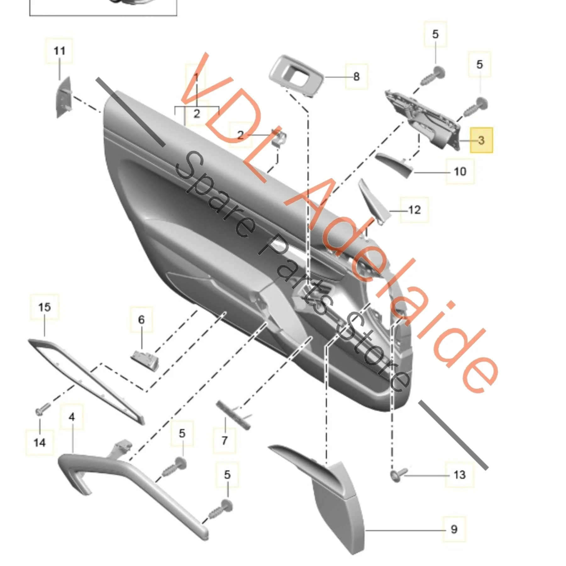 Porsche 911 Interior Door Handle Pull Right RHS Galvano Silver 99155552202 V08 - Image 2