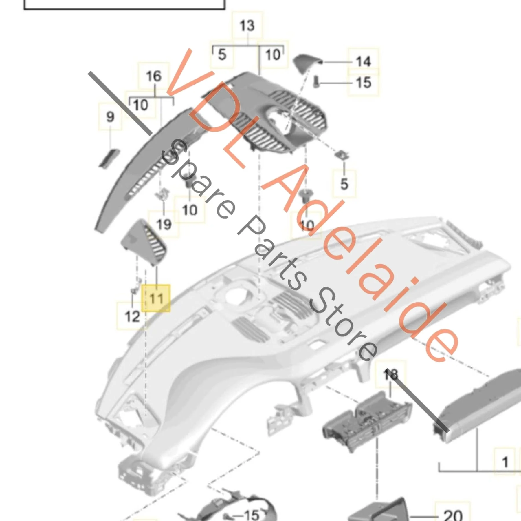 Porsche 911 Front Right Dashboard Interior Trim for Speaker Loudspeaker 99155257600 5Q0 - Image 2