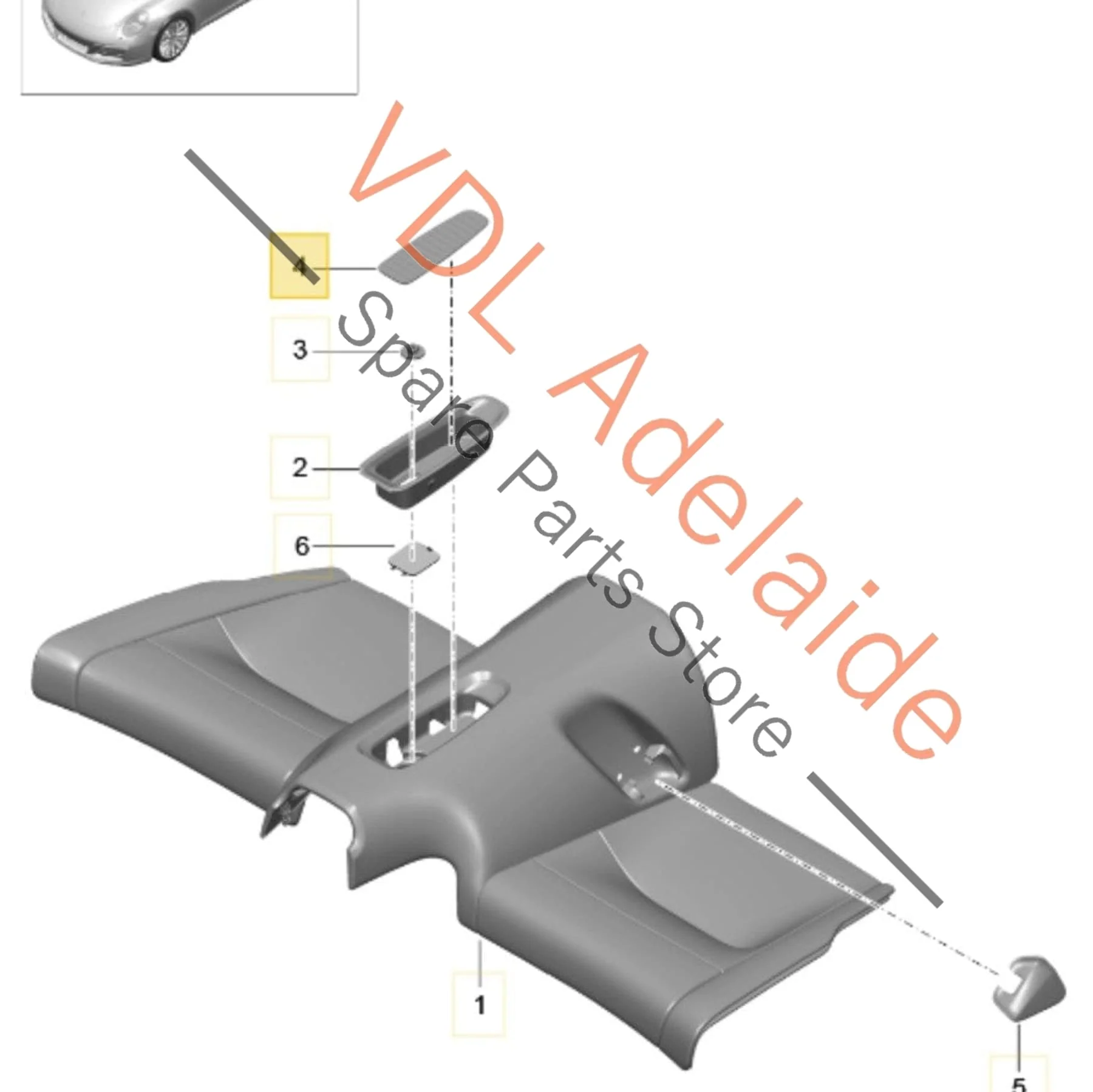 Porsche 911 Rear Seat Console Inlay Rubber 99152234900 - Image 2