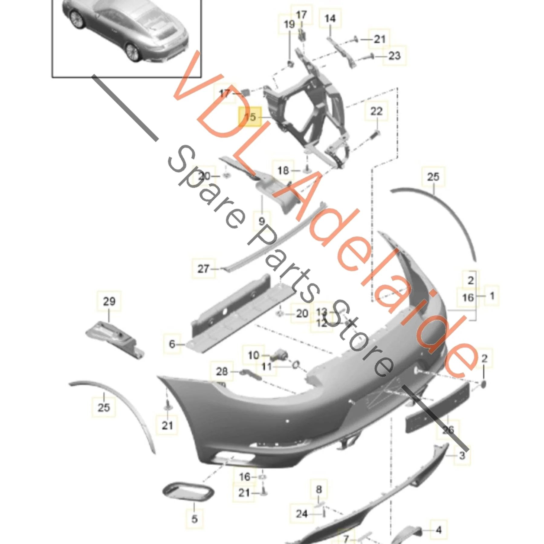 Porsche 911 Rear Bumper Mounting Bracket LHS 99150583103 9P1145803E - Image 2