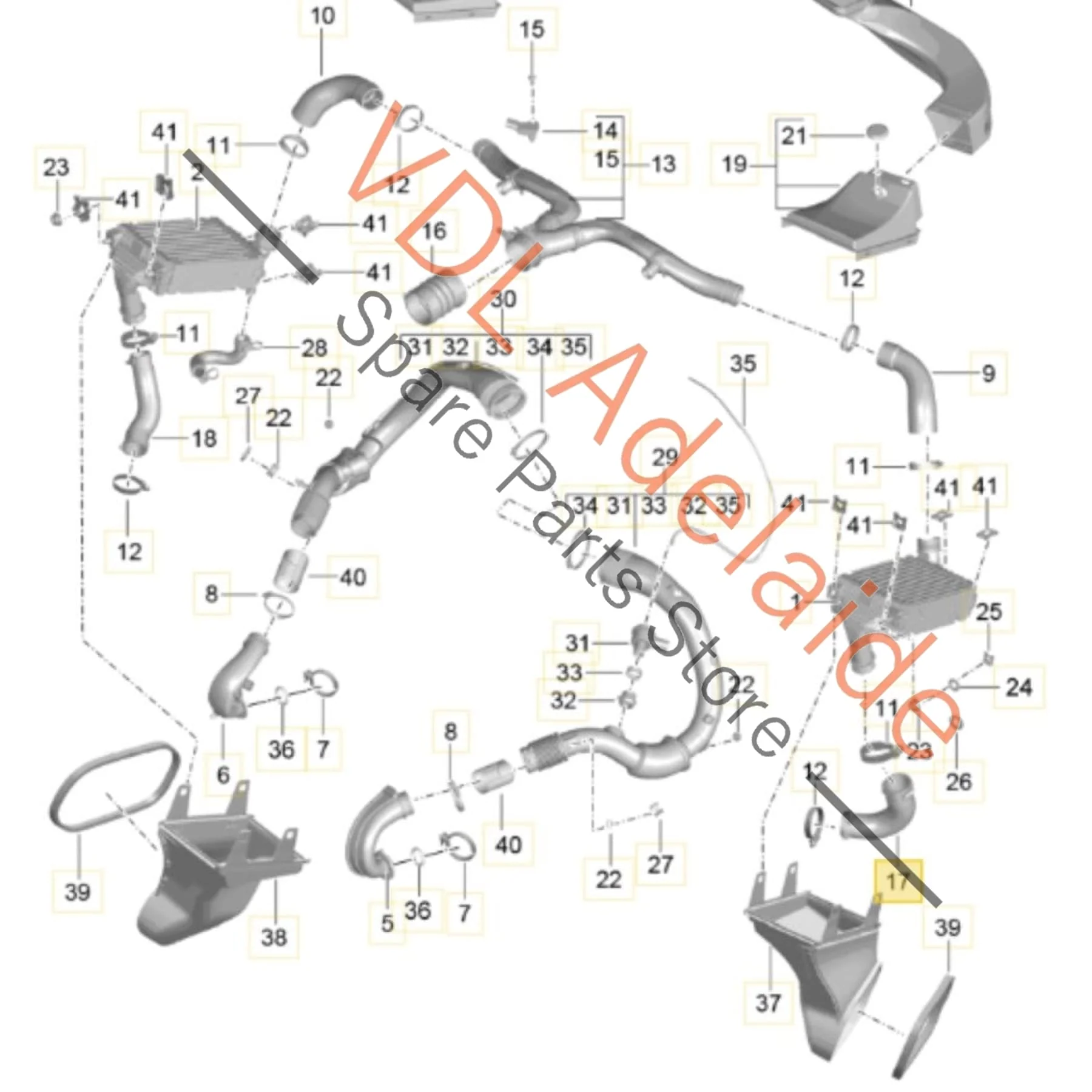 Porsche 911 Left LHS Intercooler Pressure Pipe Hose 9P1145719A - Image 2