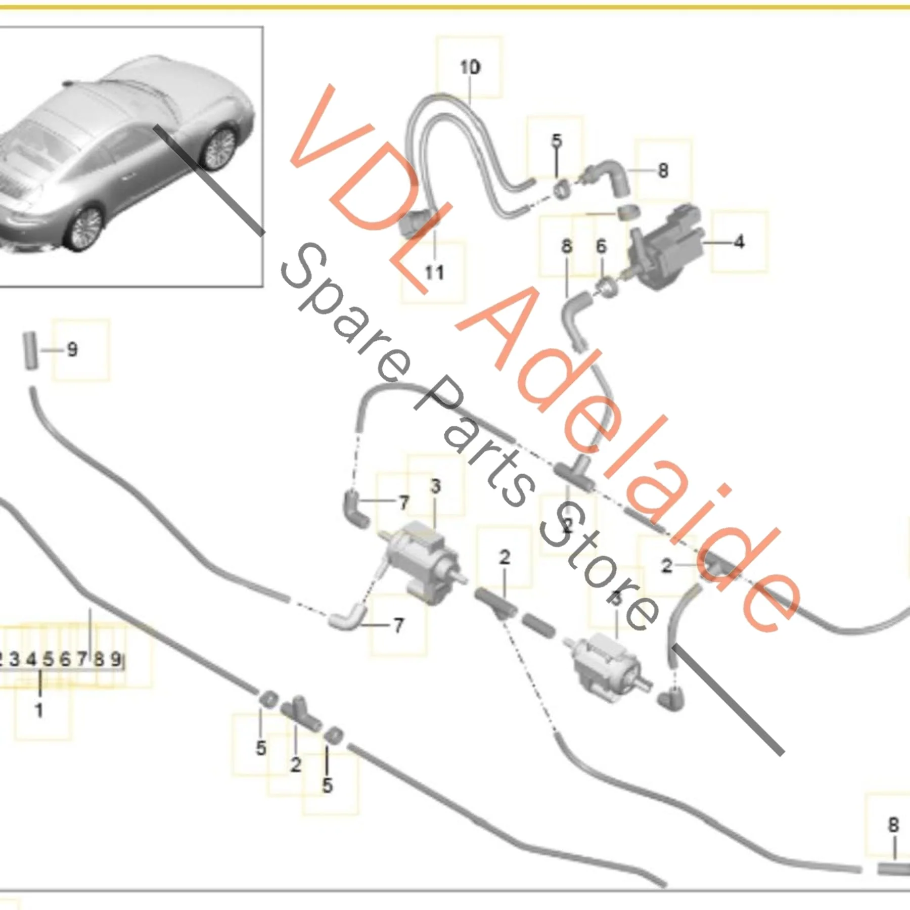 Porsche 911 Sports Exhaust Vacuum Line Set 99111018130 - Image 2
