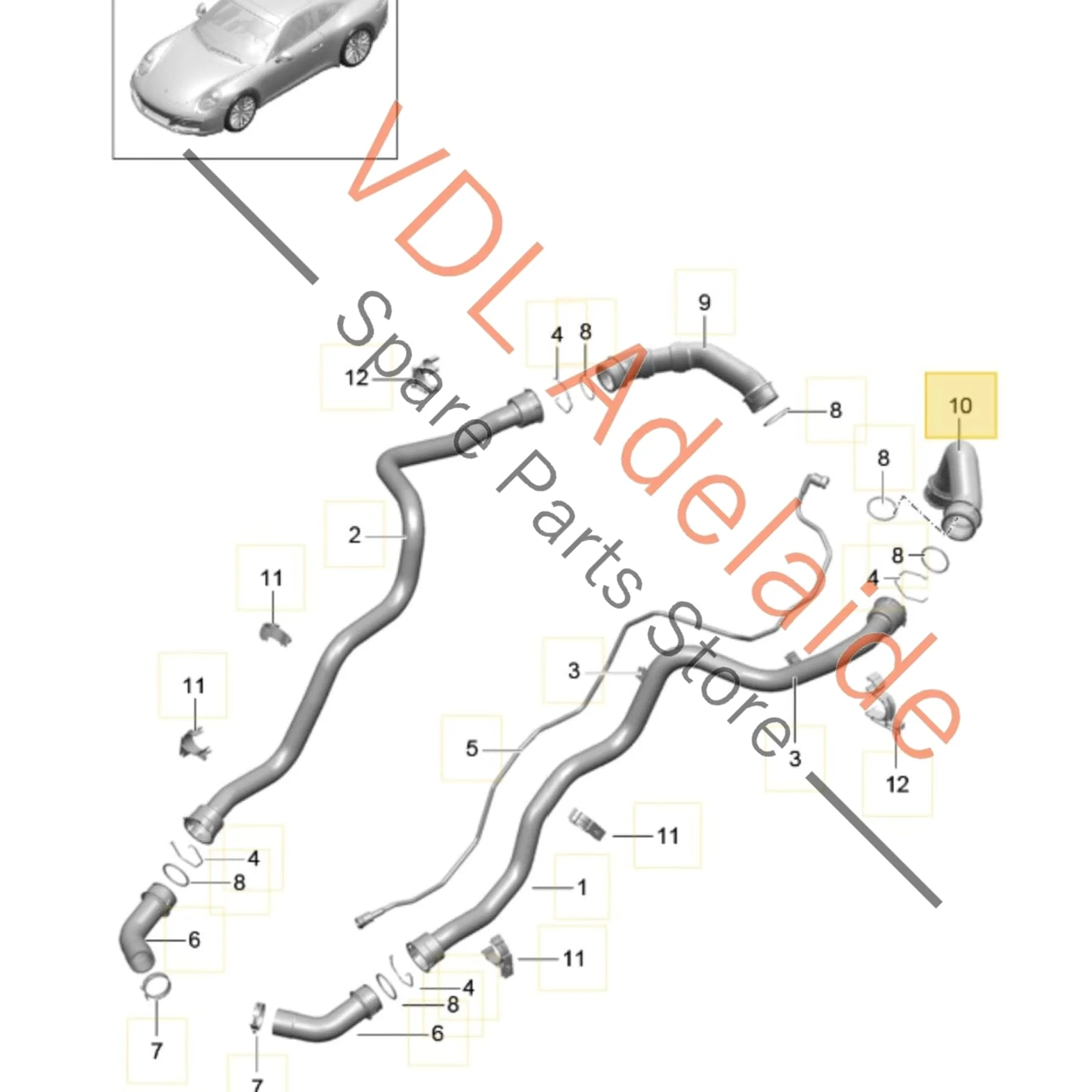 Porsche 911 Rear Left Engine Coolant Hose Pipe 9P1121642 - Image 2