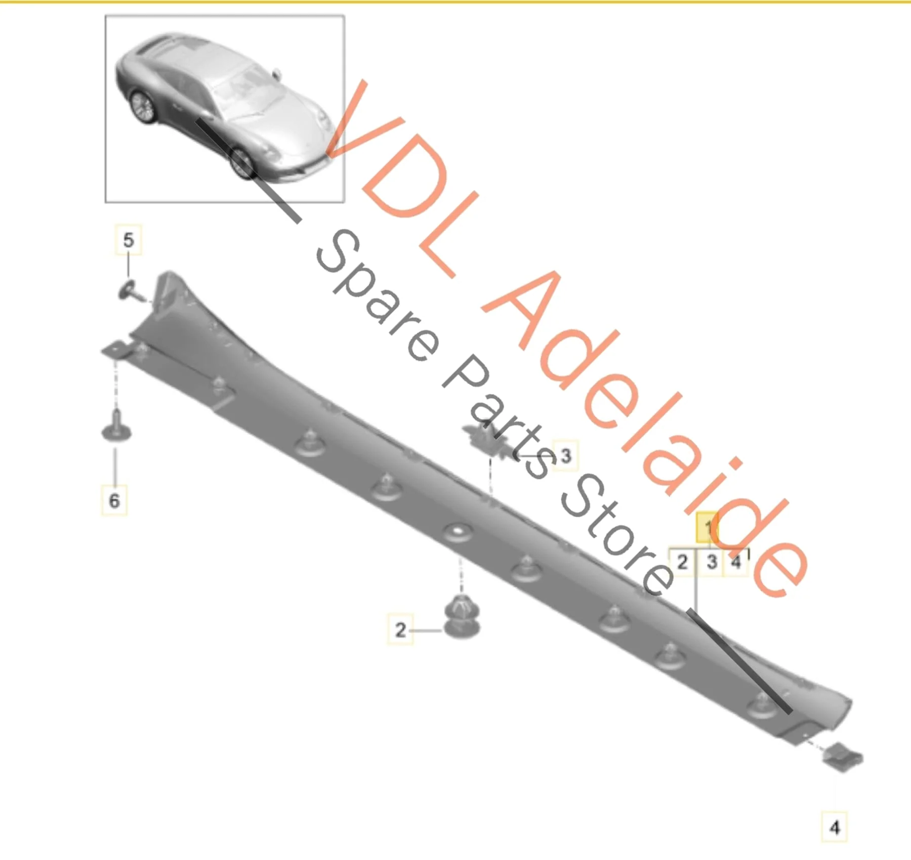 Porsche 911 991 991.2 Left side GTS GT3 Sideskirt 99150459503 - Image 3