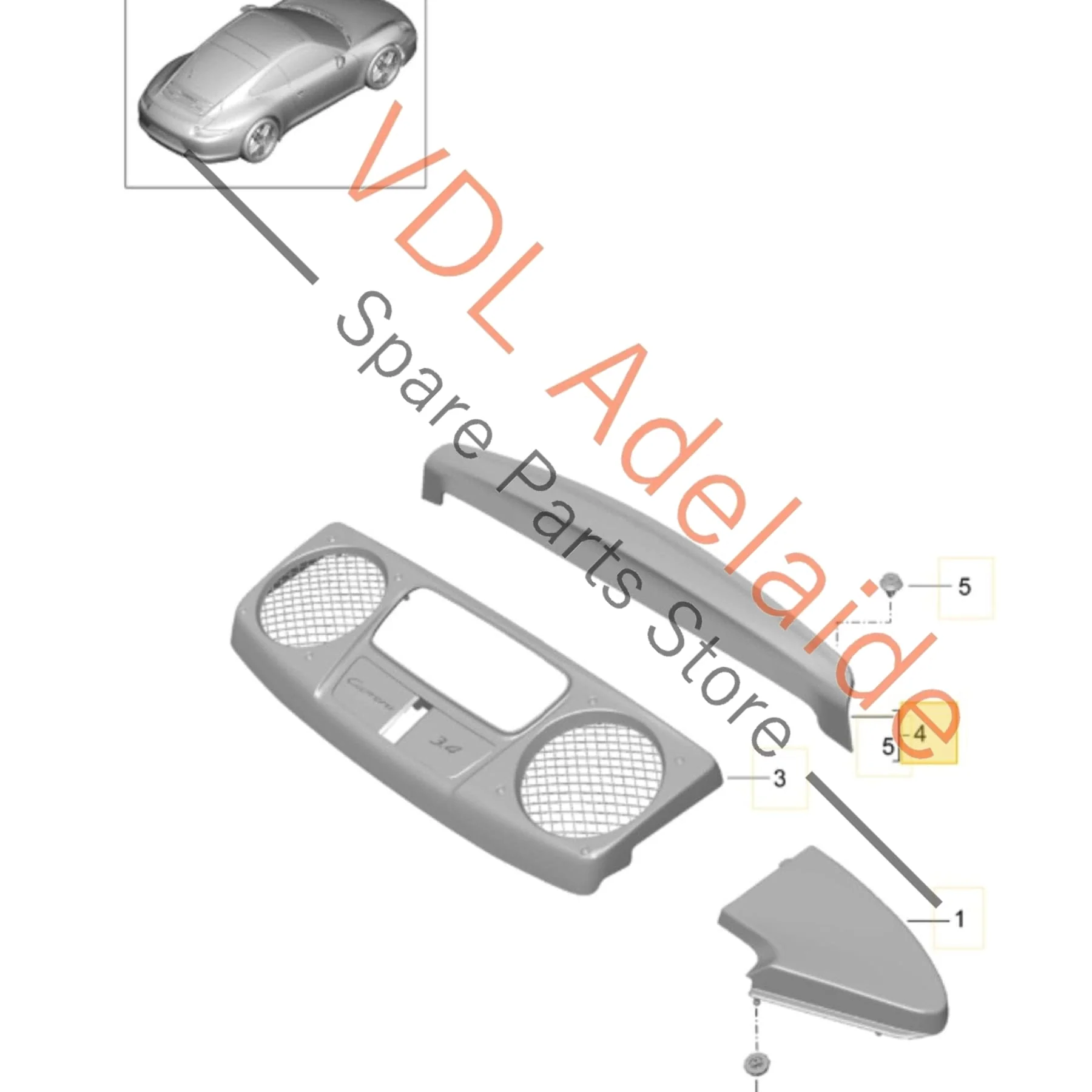 Porsche 911 991 Rear Engine Compartment Cover Trim 99150458500 1E0 - Image 2
