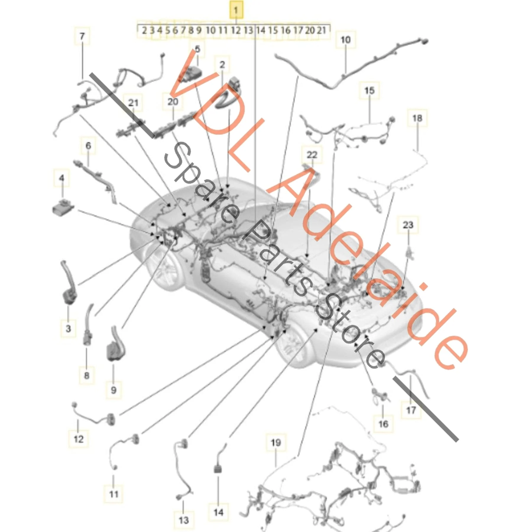 Porsche 911 991.1 Carrera Main Vehicle Body Interior Electrical Harness Wiring Cable 99161290100 - Image 2