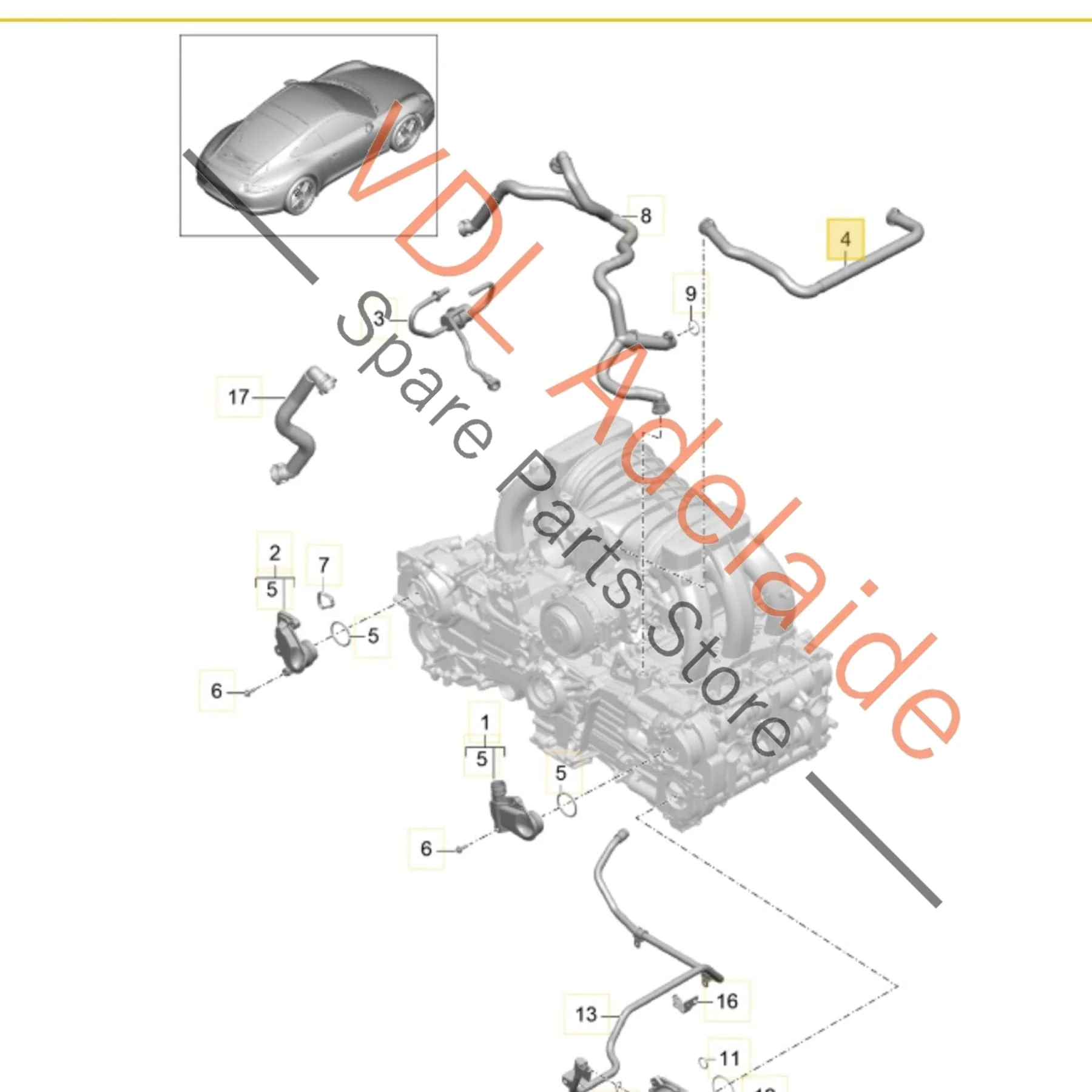 Porsche 911 991 Crankcase Breather PCV Hose Pipe 9A110751001 - Image 2