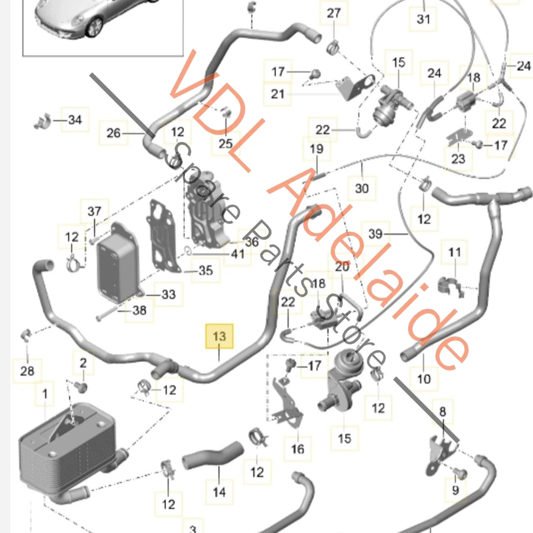 Porsche 911 991 Gearbox Coolant Return Hose Pipe 9G130773501 - Image 2