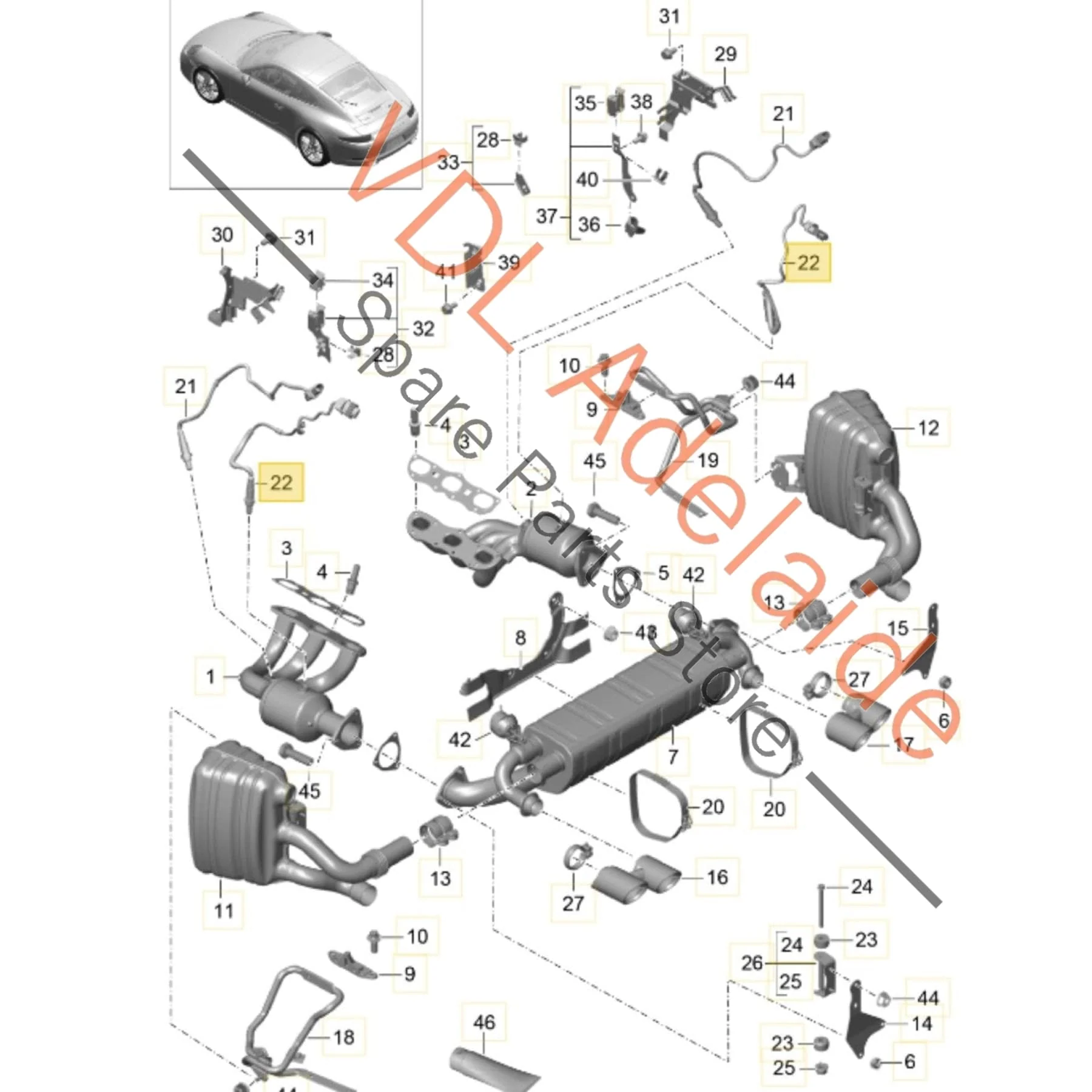 Porsche 911 Lambda Probe Oxygen Sensor After-Cat Downstream 9A160619102 9A160619101 - Image 3