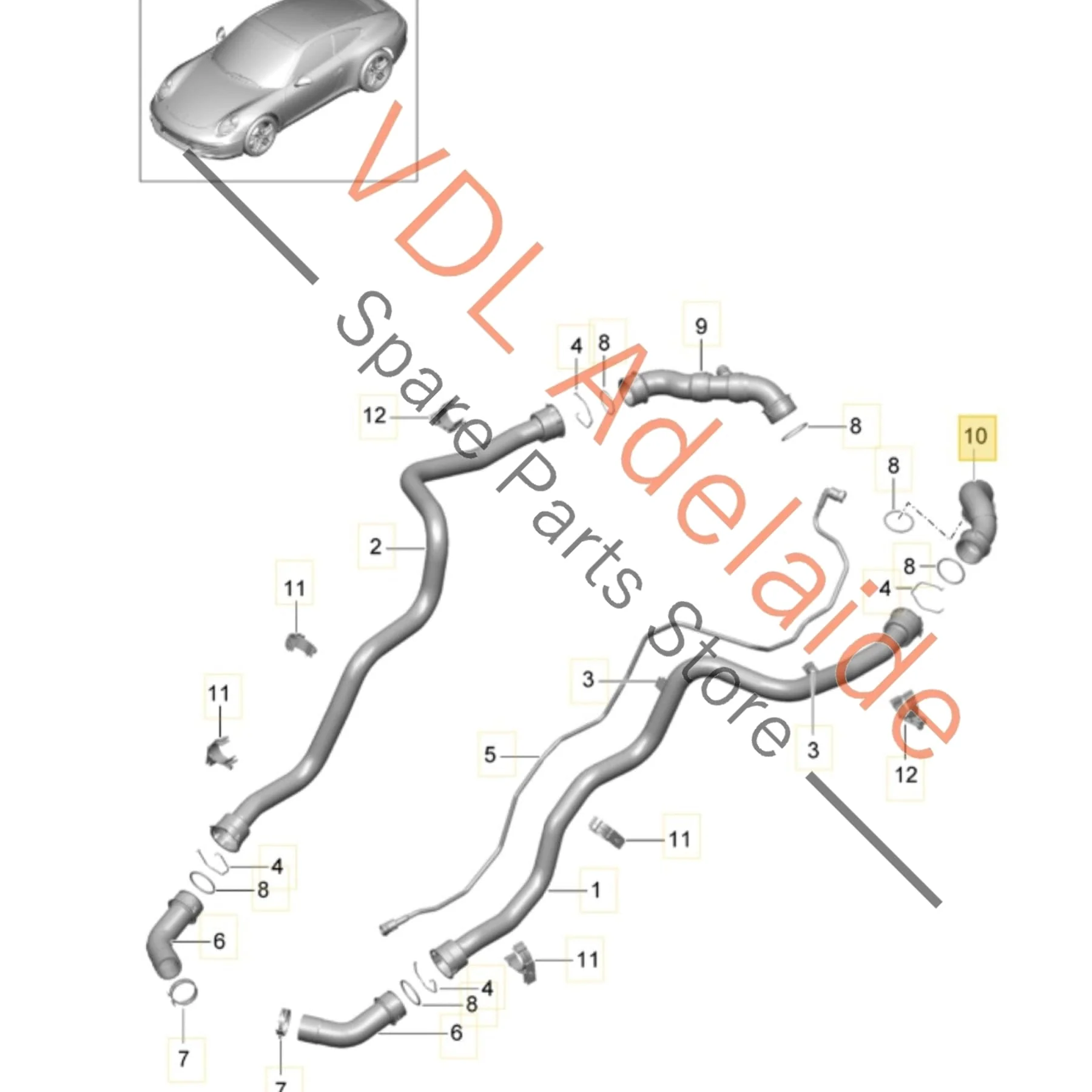 Porsche 911 Coolant Hose Pipe Rear Left 99110683200 - Image 2