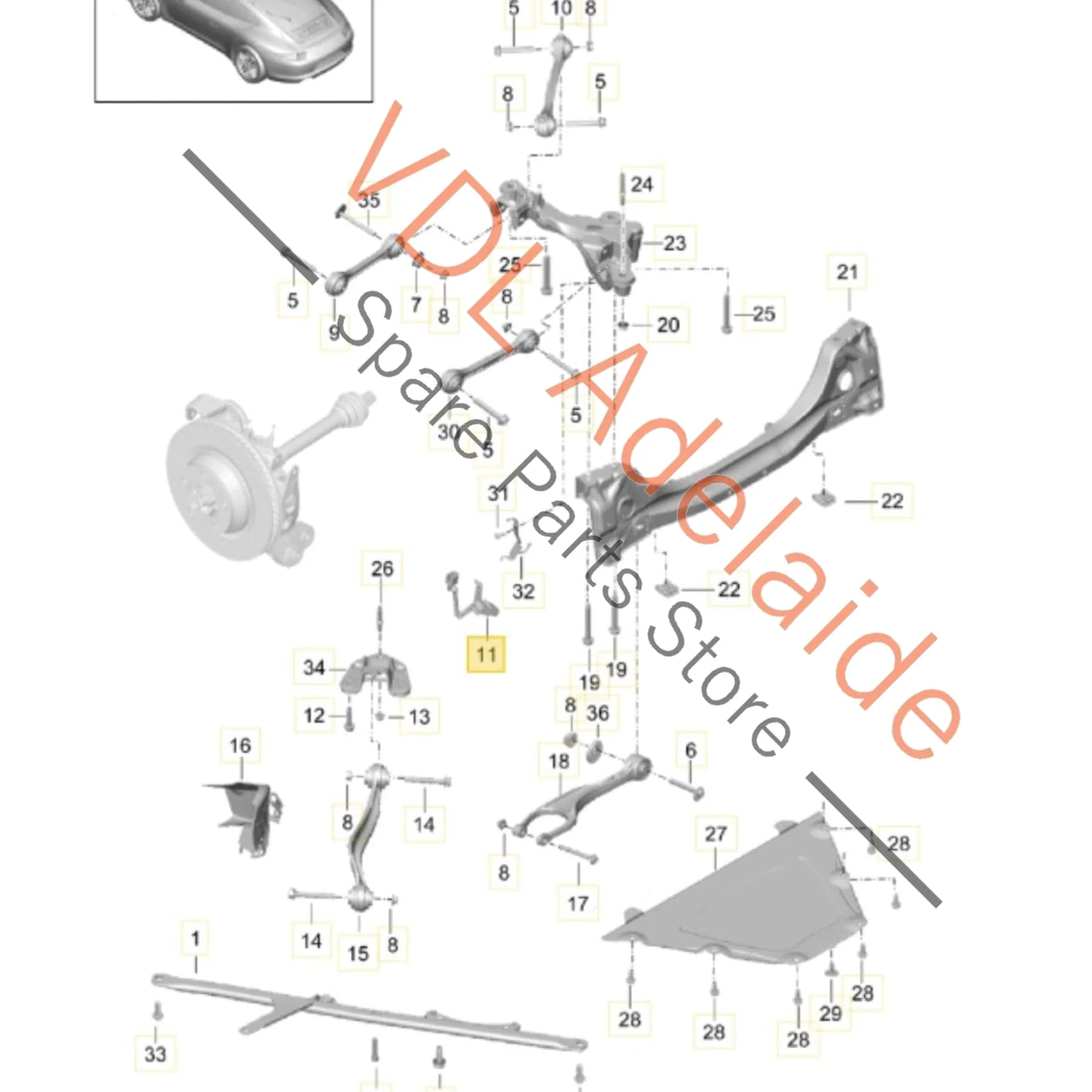 Porsche 911 Rear Suspension Level Sensor 99133302100 99133302104 - Image 2