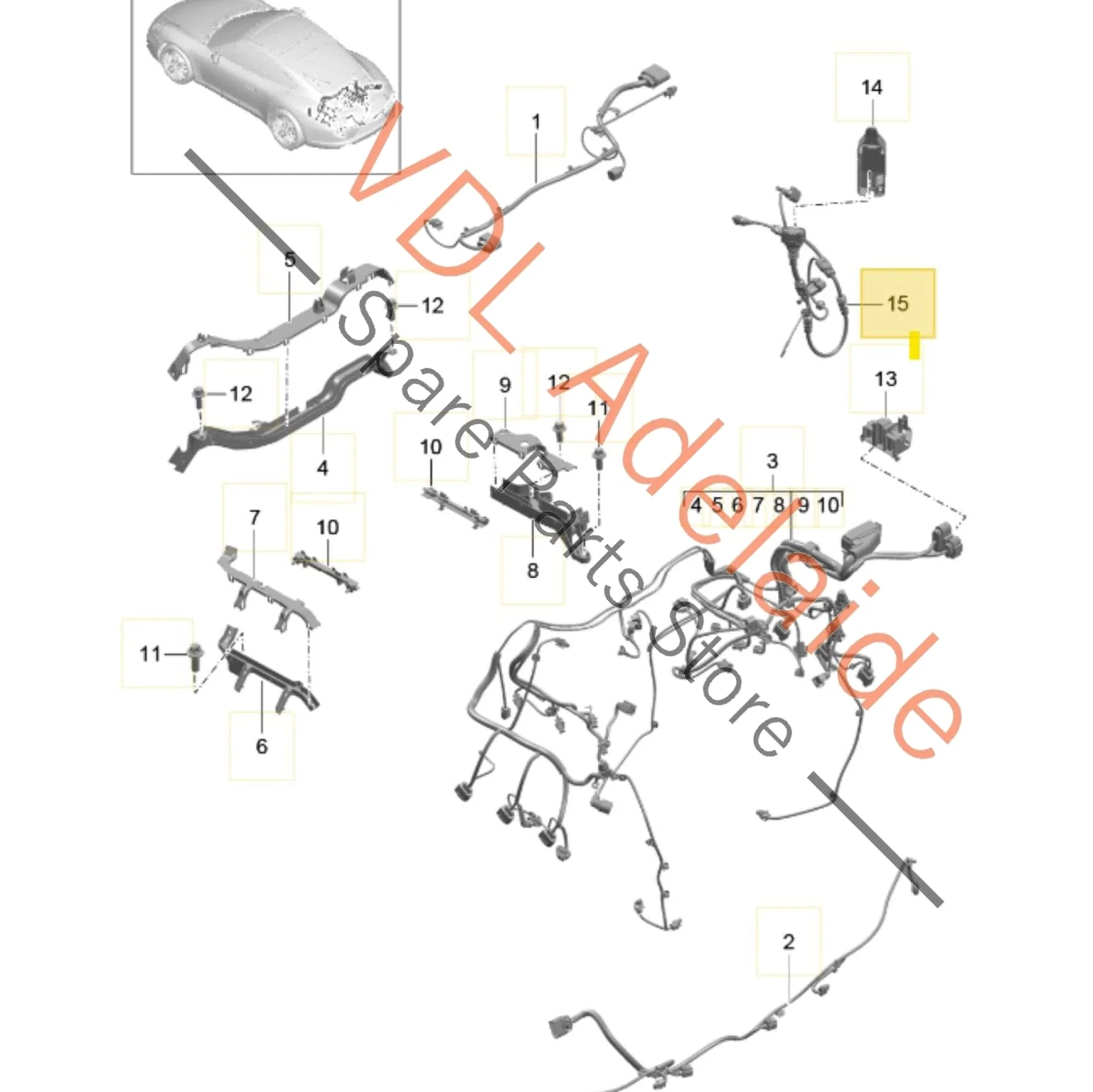 Porsche 911 Rear Axle Hub Wiring Set for Brakes Speed Sensor 99160913301 - Image 2