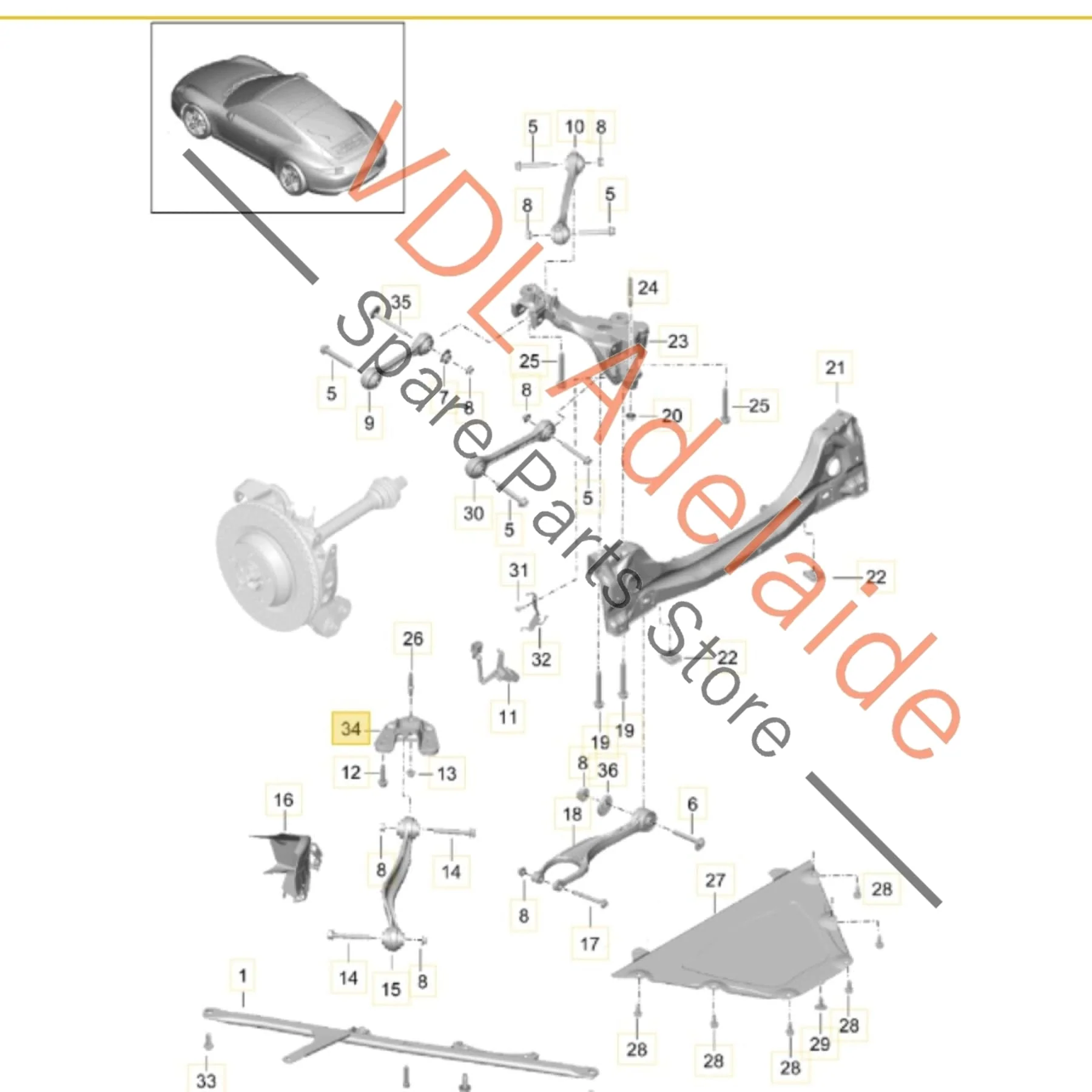 Porsche 911 Rear Lower Suspension Wishbone Support Bracket 99133132902 - Image 2