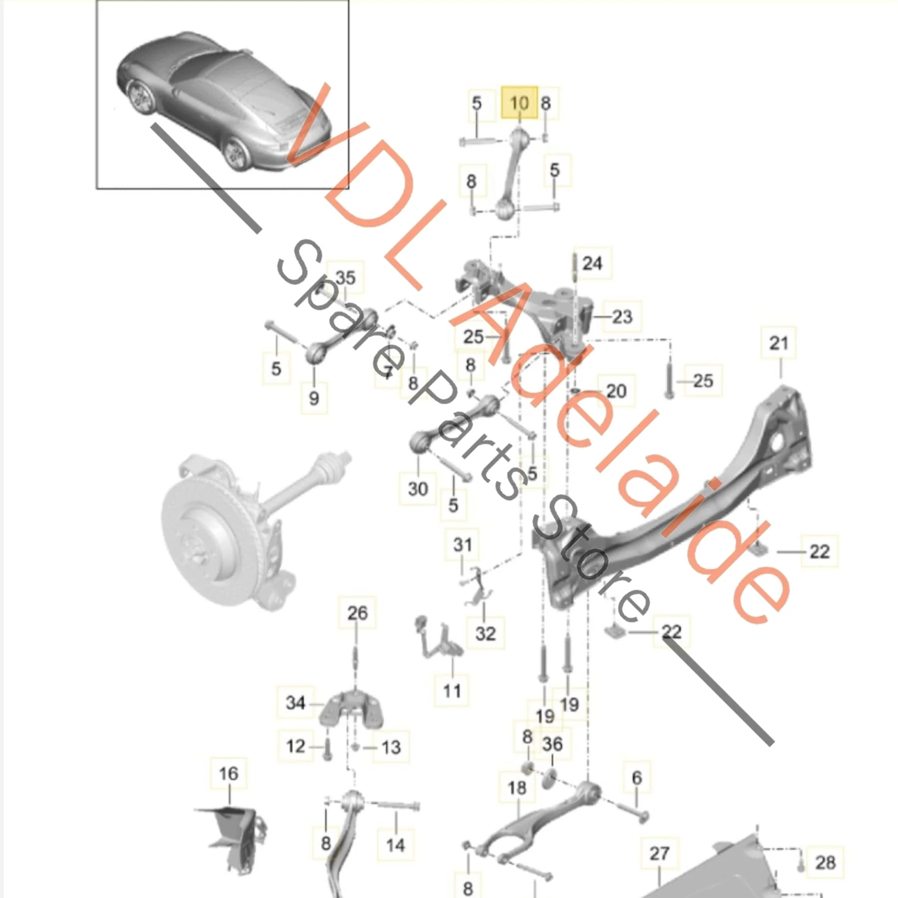 Porsche 911 Rear Upper Track Rod Control Arm Suspension 9P1501529A 99133124503 - Image 2