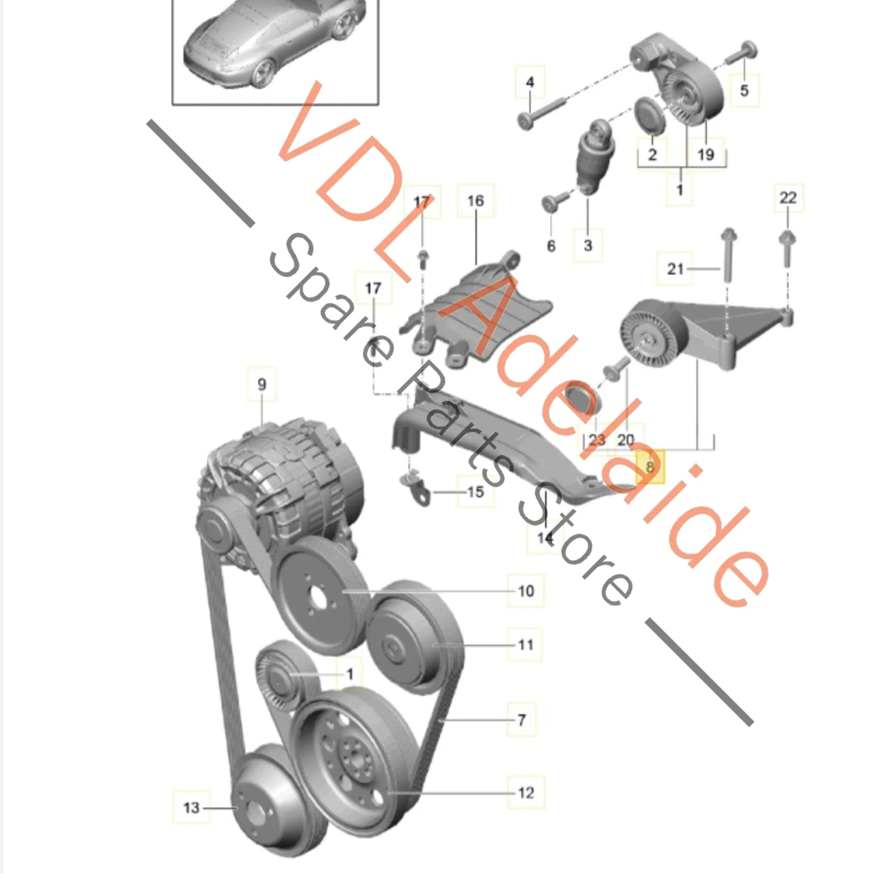 Porsche 911 991 Engine Serpentine Belt Roller Guide 9A110203001 - Image 2
