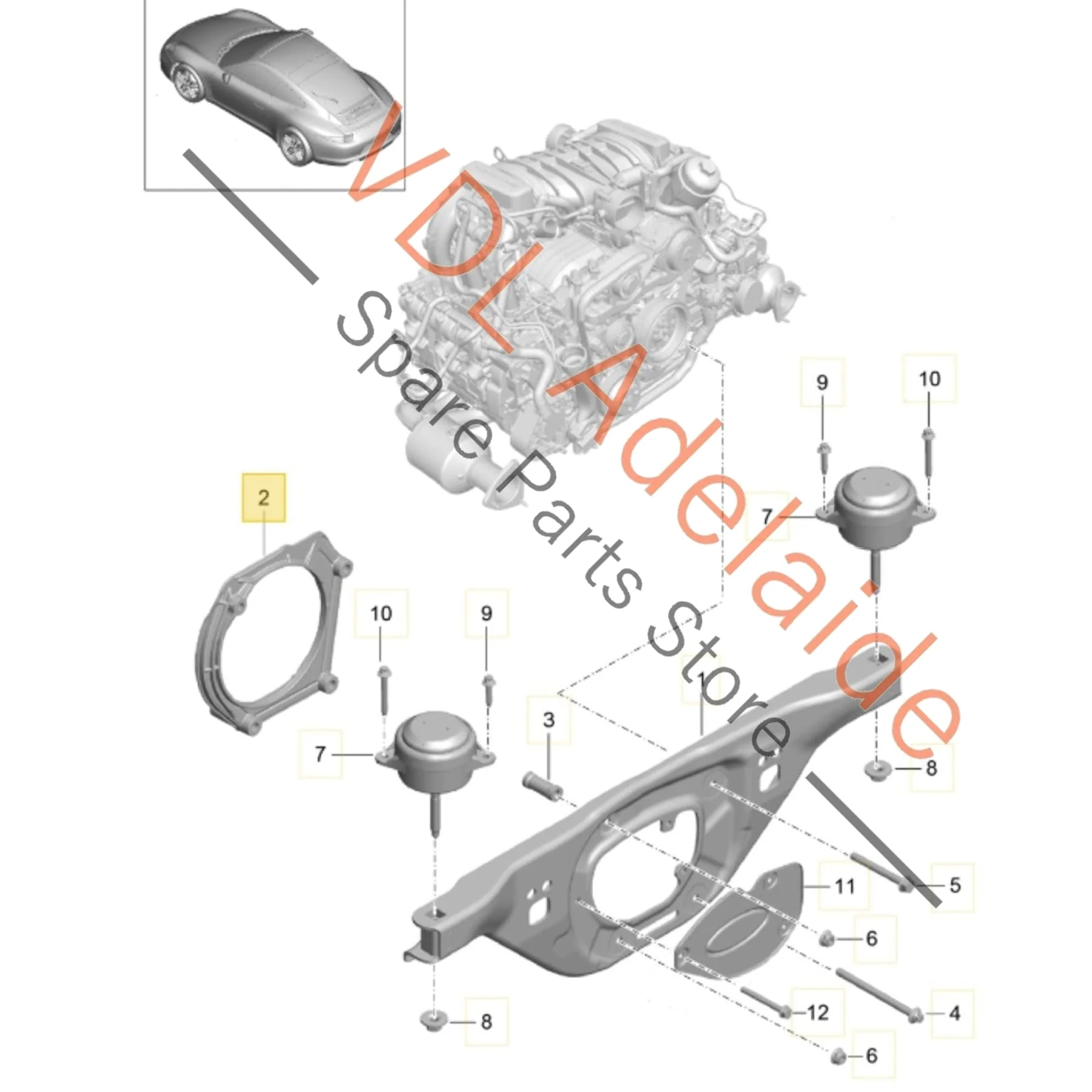 Porsche 911 Engine Mounting Intermediate Flange Bracket 9A137523604 - Image 2