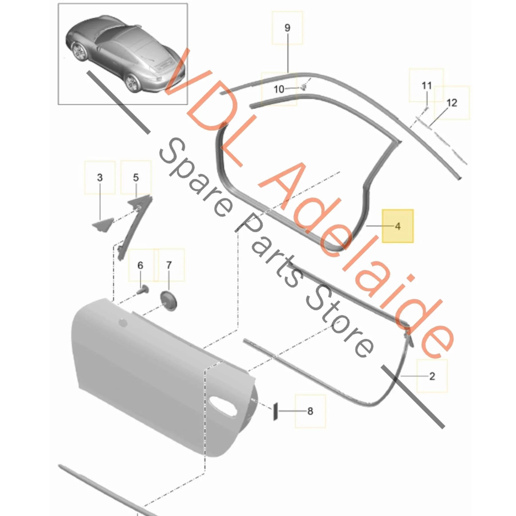 Porsche 911 991 Coupe Left Side Door Rubber Seal Gasket 99153707510 - Image 2