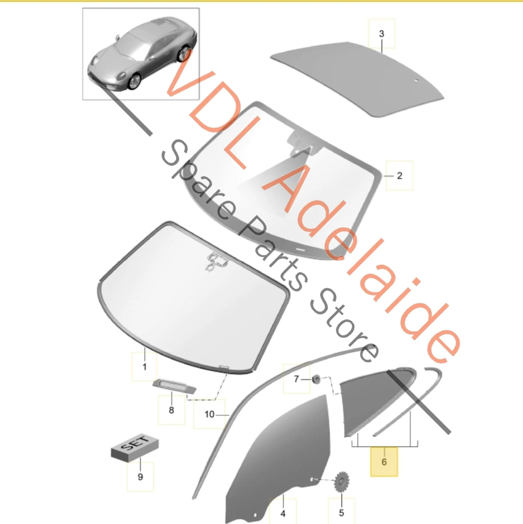 Porsche 911 991 Left Side Rear Glass Window 99154311114 03C - Image 2