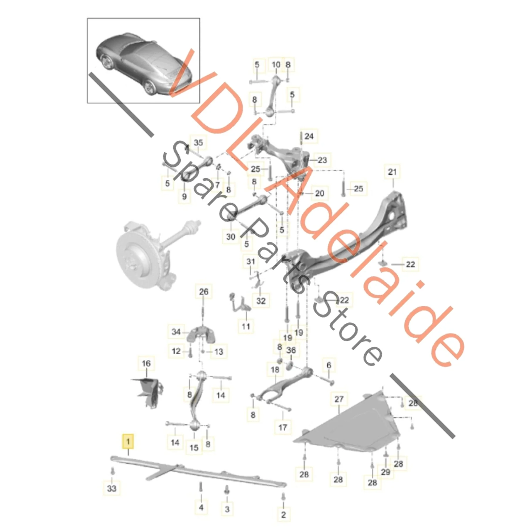 Porsche 911 Rear Right Suspension Frame Brace Bracket 99133108207 - Image 2