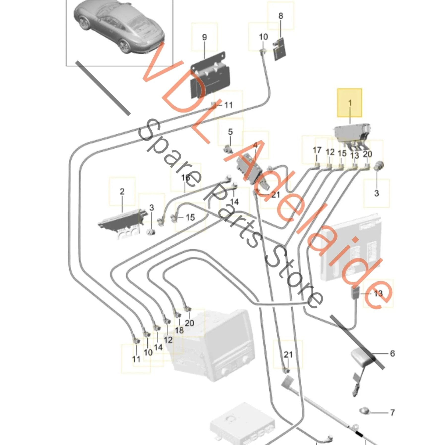 Porsche 911 991 Right A Pillar Antenna Amplifier 99164711800 - Image 2