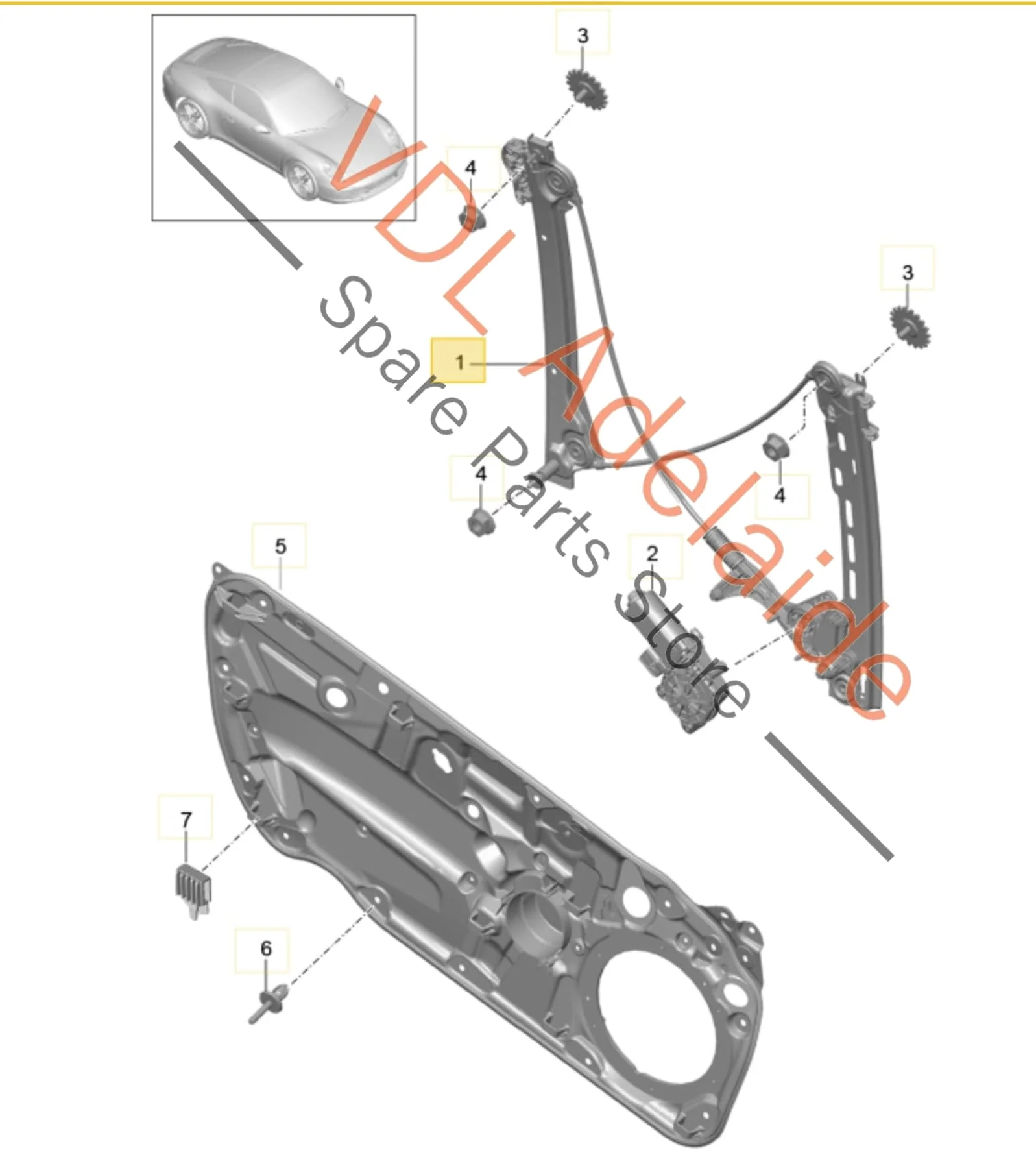 Porsche 911 991 Right Side Window Regulator Mechanism 99154207601 99154297601 - Image 3