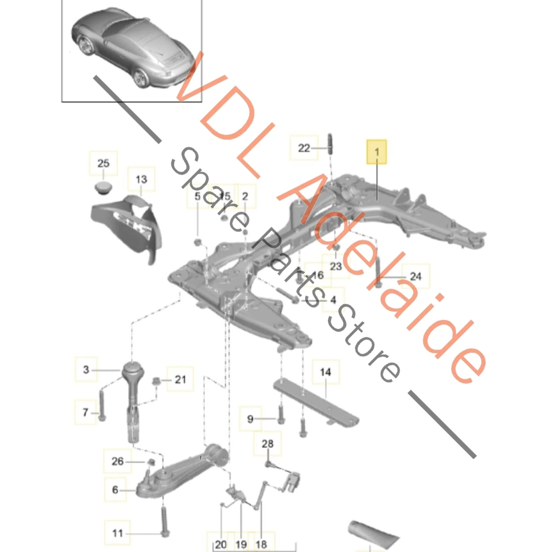 Porsche 911 991 Front Aluminium Suspension Cross Member K Frame 99134108116 - Image 2