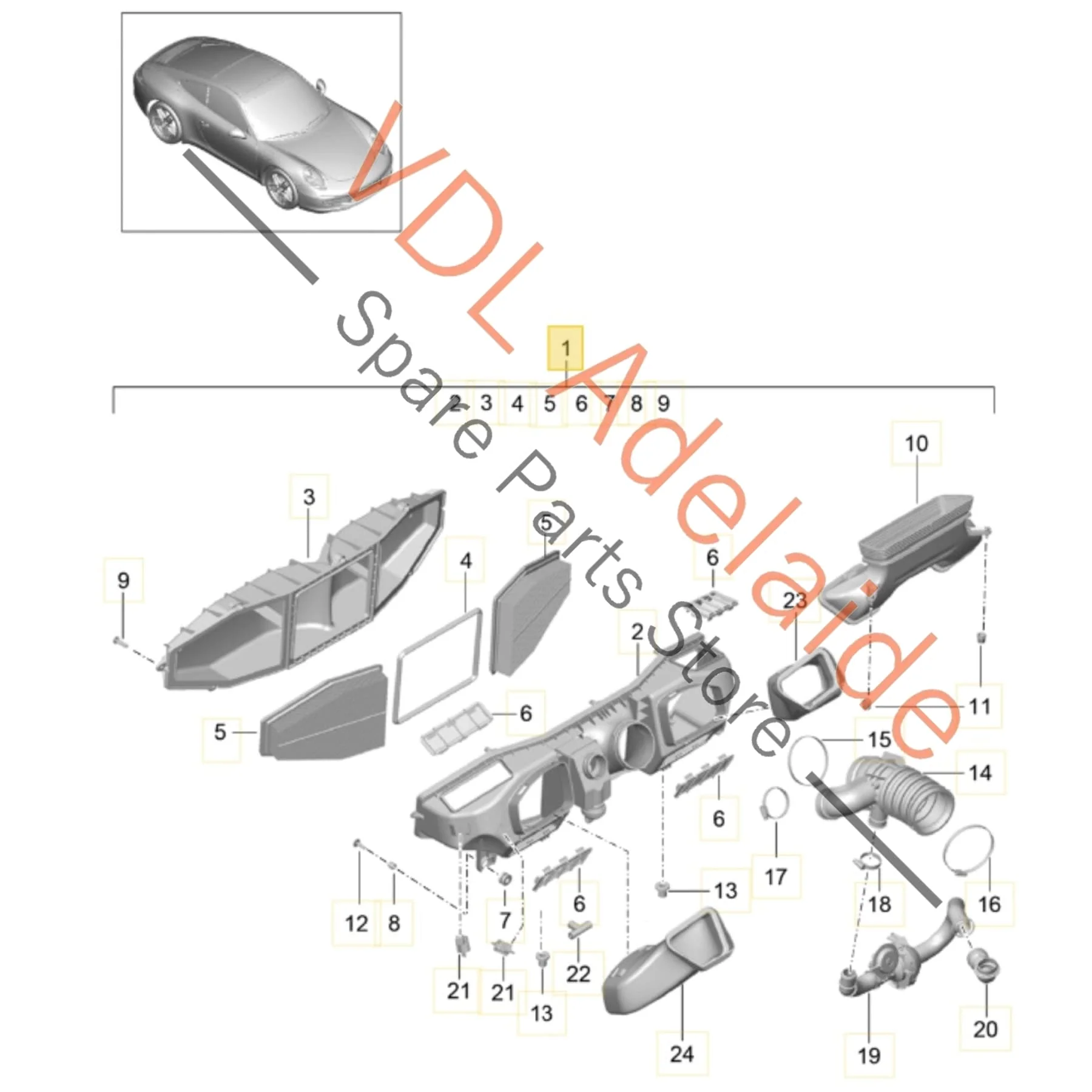 Porsche 911 991 Stock Standard Air Filter Box 99111002202 - Image 2