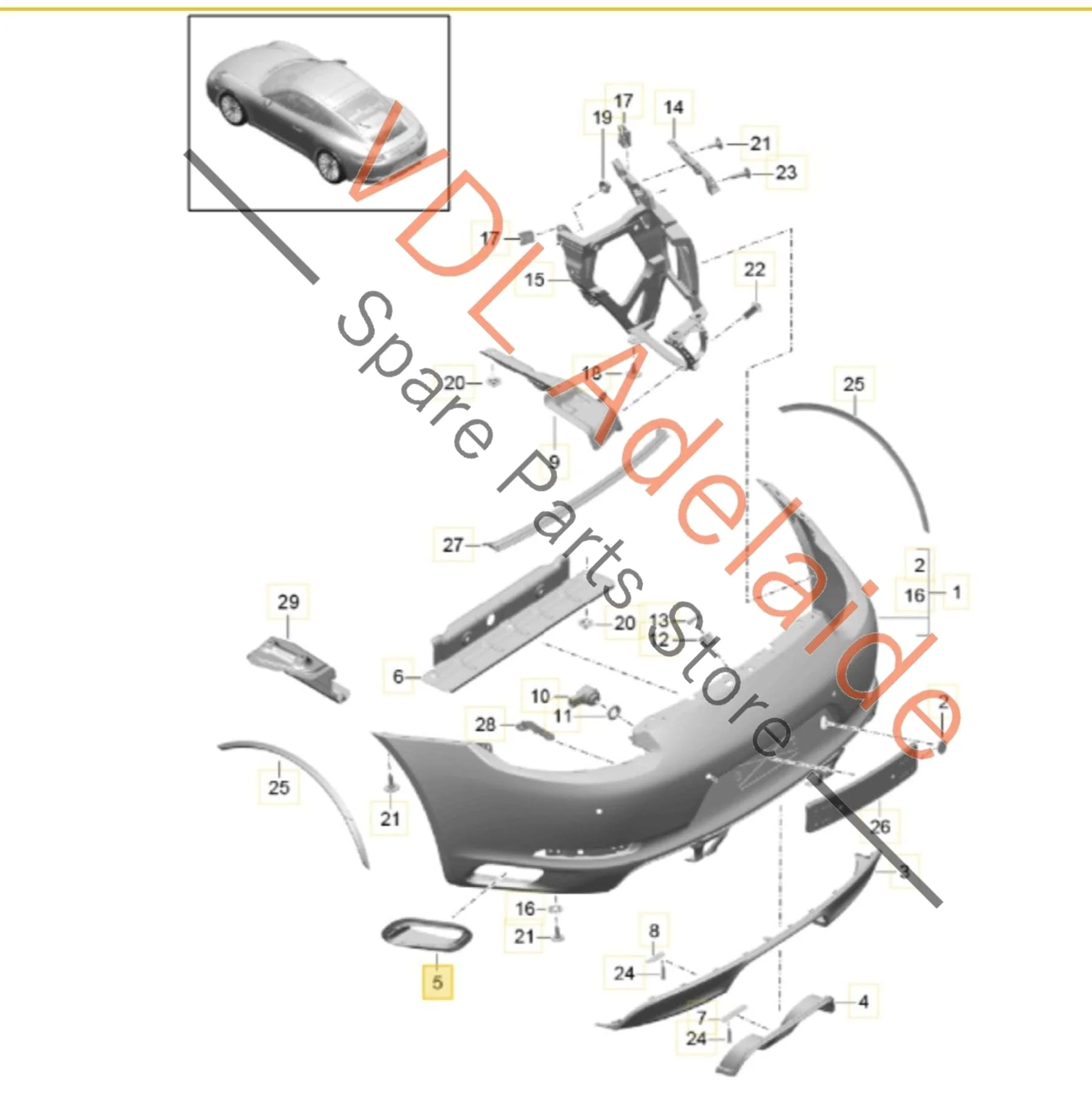 Porsche 911 991.2 GTS Rear Bumper Air Outlet Duct Trim Right 99150566602 OK1 - Image 2