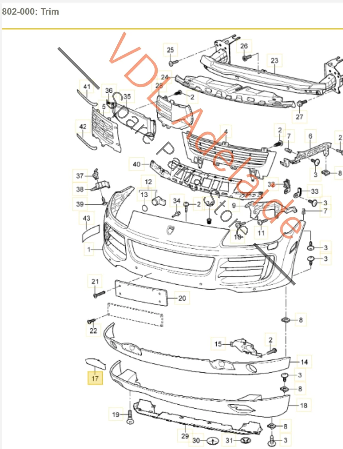 Porsche Cayenne 9PA 955 957 Turbo Front Bumper Stainless Steel Cover Trim Left LHS 95550515511 7L5807155L - Image 2