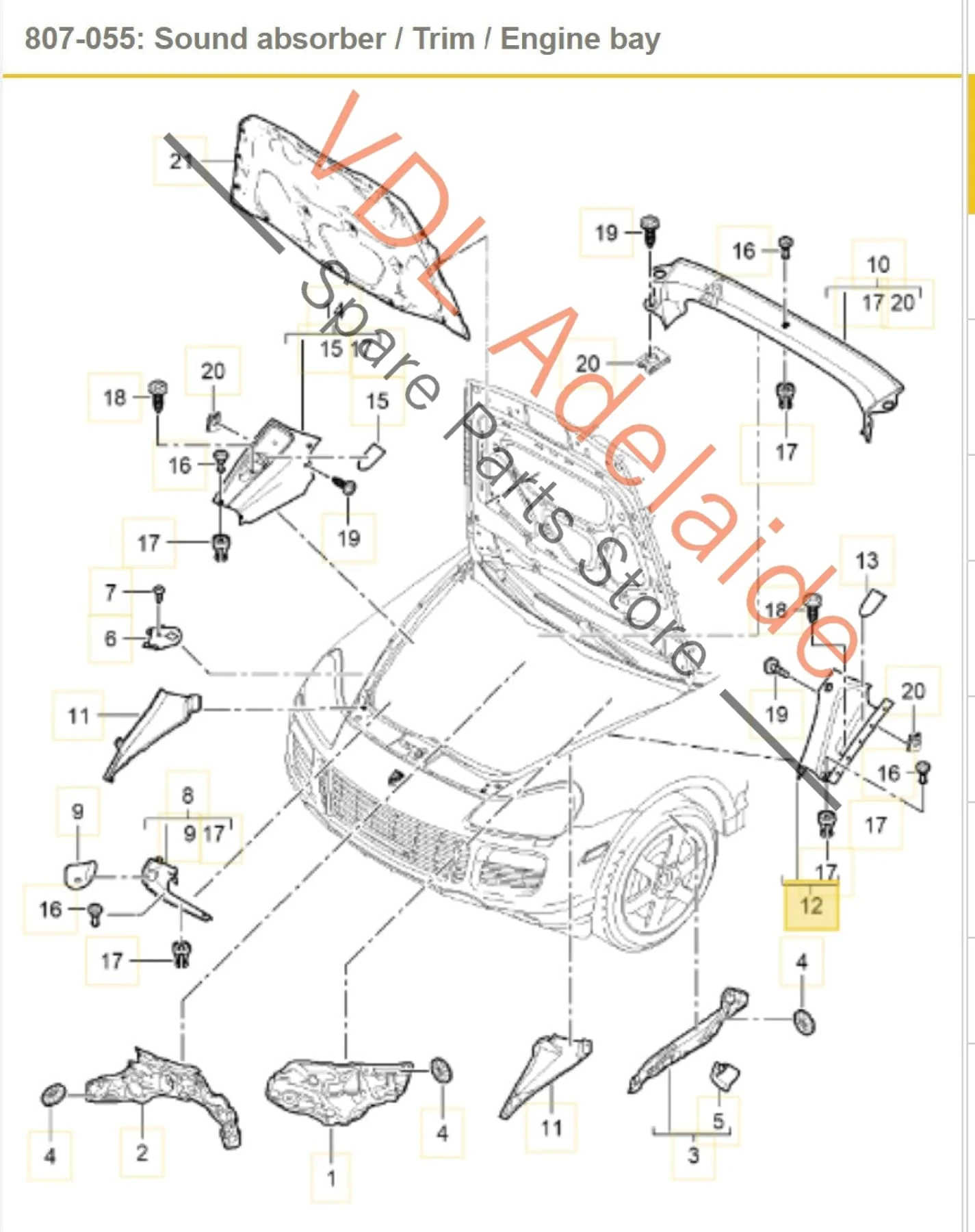 Porsche Cayenne 955 957 Engine Bay Trim Left Rear 95550444102 01C 7L5806583 - Image 2