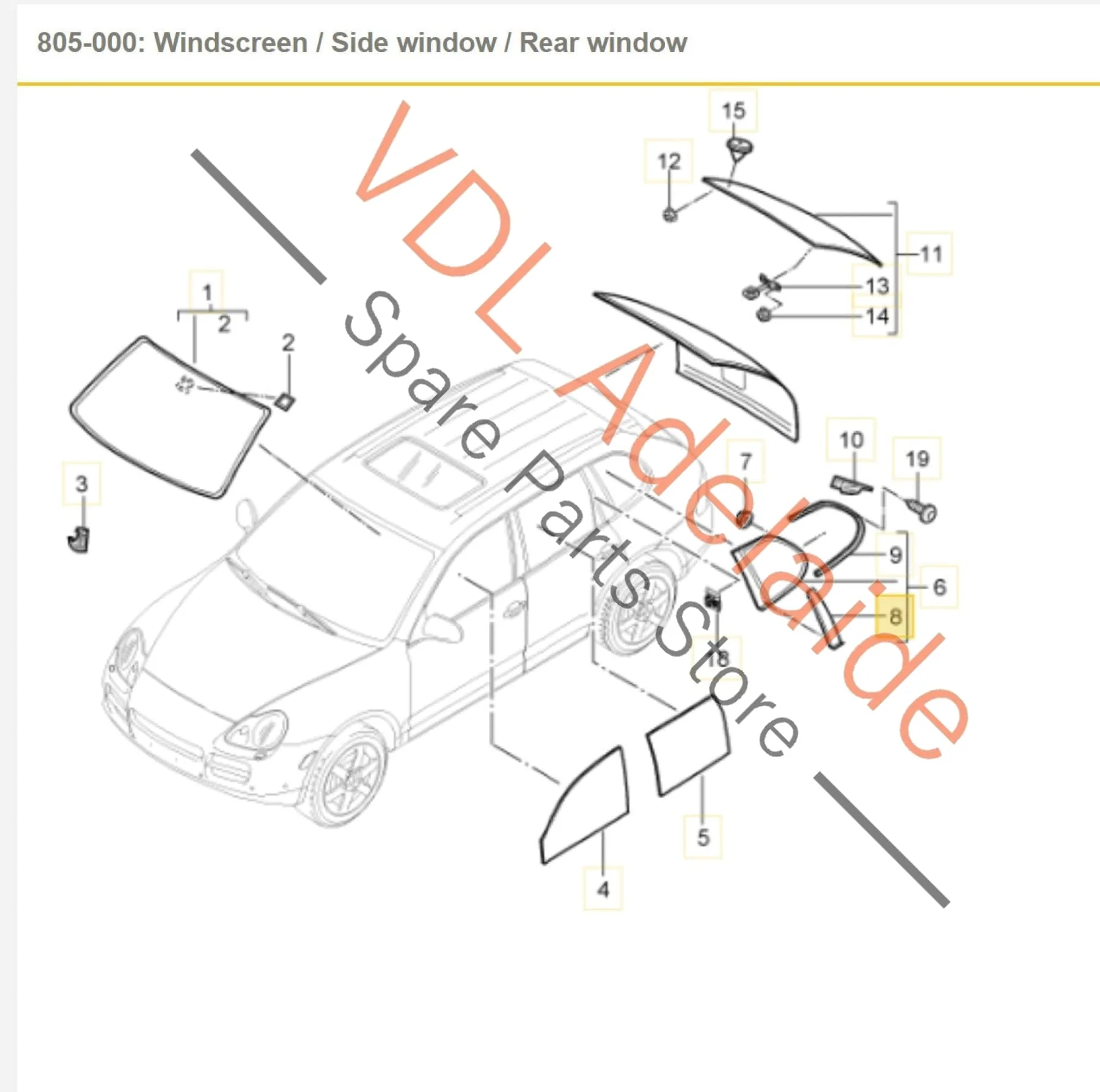 Porsche Cayenne 9PA Rear Right C Pillar Back Window Trim Rear Quarter 95554338200 XX2 - Image 2