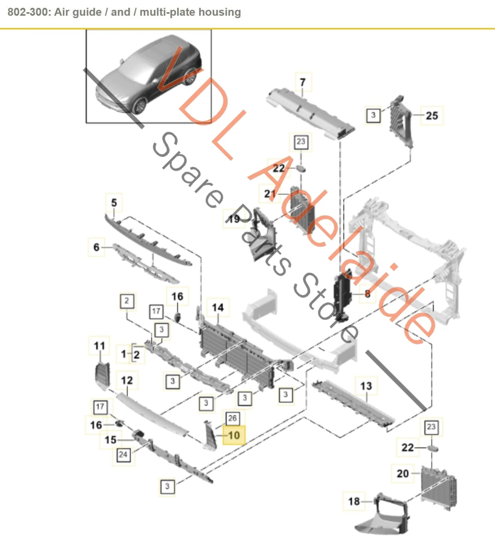 Porsche Cayenne E3 9YA 9YB Front Left Lower Radiator Support Air Guide Duct 9Y0121699C OK1 - Image 2