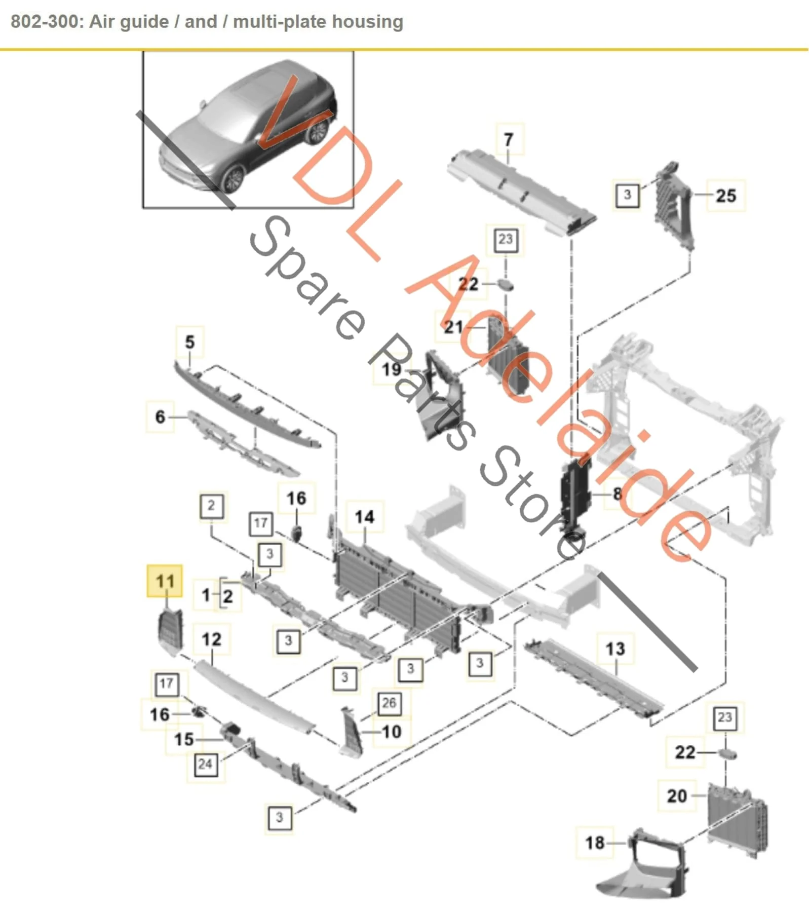 Porsche Cayenne E3 9YA 9YB Front Right Lower Radiator Support Air Guide Duct 9Y0121700C OK1 - Image 2